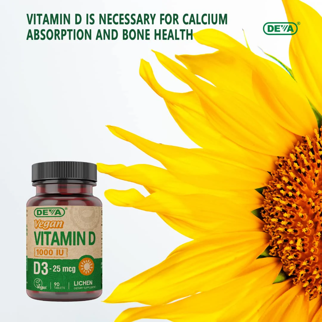 DEVA Vegan Vitamin D3 Supplement - Once-Per-Day Tablet with 1000 IU - Cholecalciferol - Lichen Plant Derived - 90 Small Tablets - Image 2