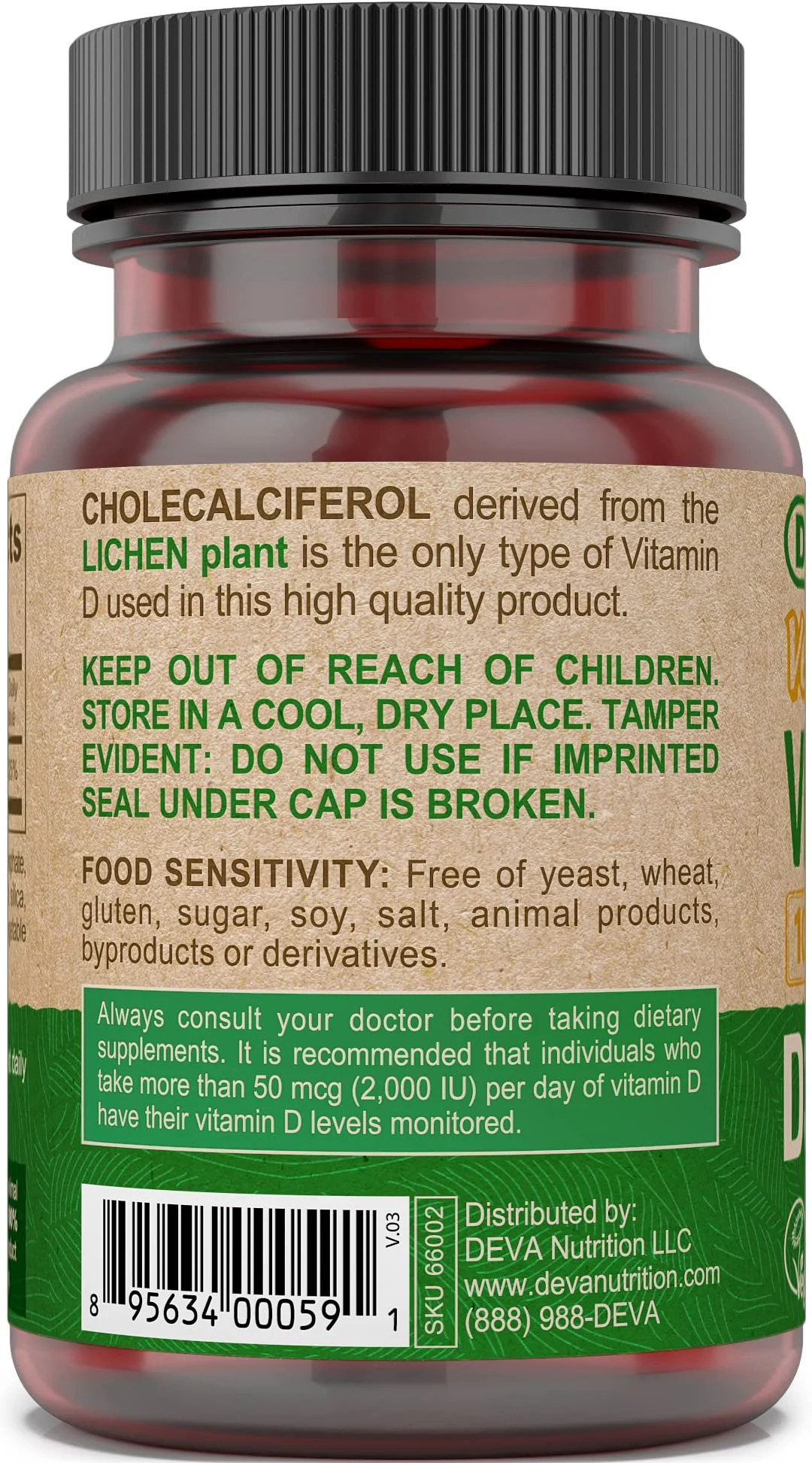 DEVA Vegan Vitamin D3 Supplement - Once-Per-Day Tablet with 1000 IU - Cholecalciferol - Lichen Plant Derived - 90 Small Tablets - Image 5
