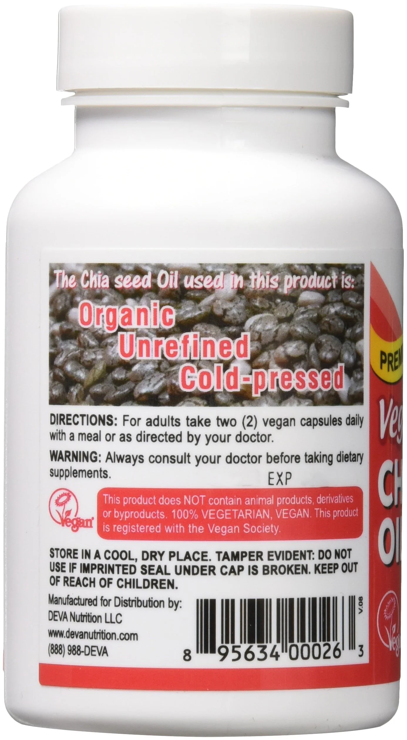 Deva Vegan Vitamins Chia Seed Oil 500 Mg Vcap, 90 Count - Image 2