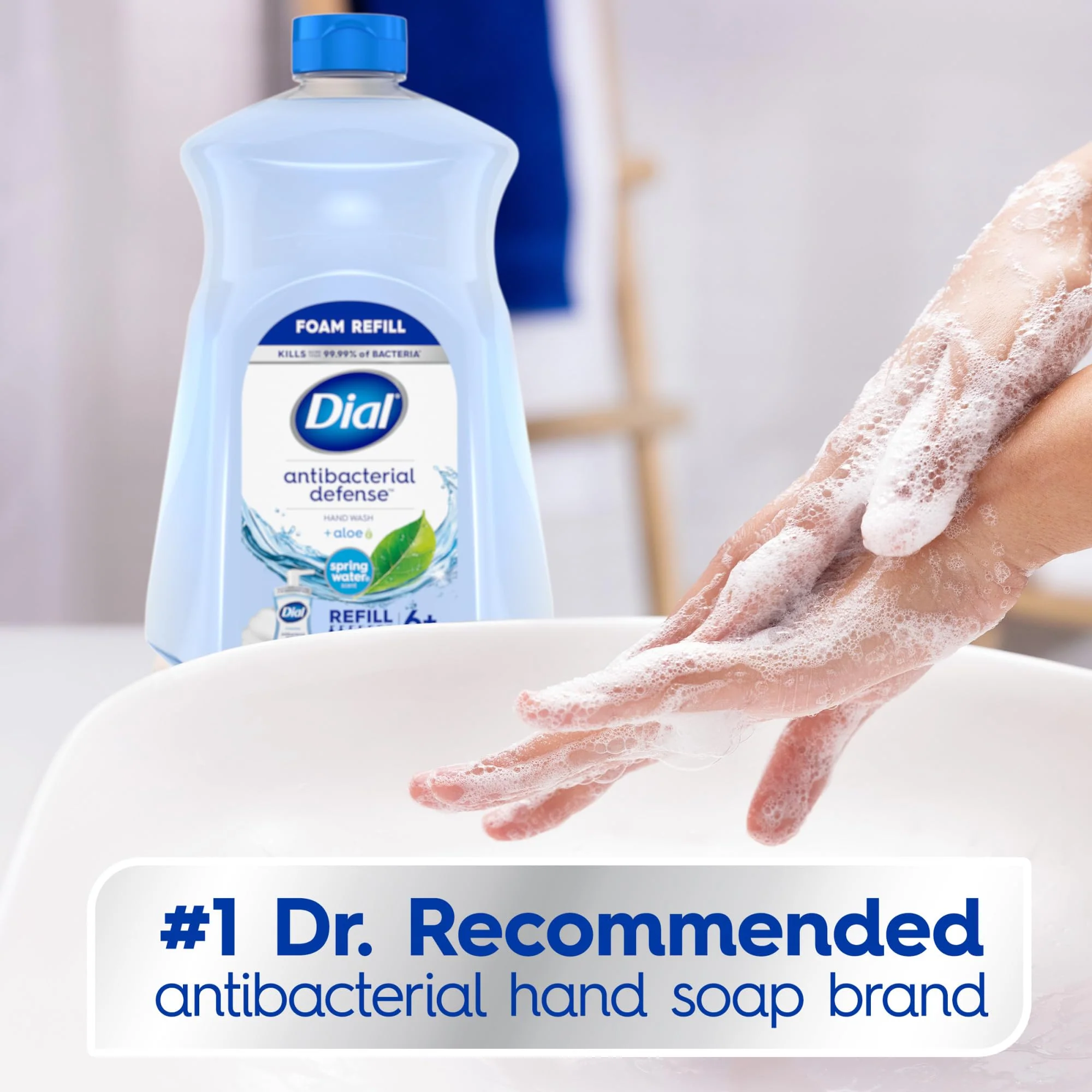 Dial Antibacterial Defense Foaming Hand Soap + Aloe, Spring Water Scent, 52 Fl Oz Hand Soap Refill, Dermatologist-Tested, Gentle on Skin - Image 10