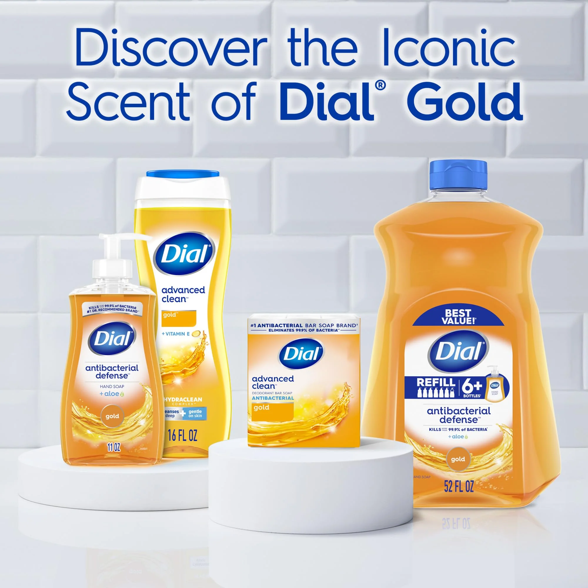 Dial Body Wash, Advanced Clean Gold, 16 Fl Oz, Pack of 4, Hydraclean Complex & Vitamin E, Gentle, Leaves Skin Feeling Nourished, Dermatologist-Tested, No Parabens & Sulfates - Image 4