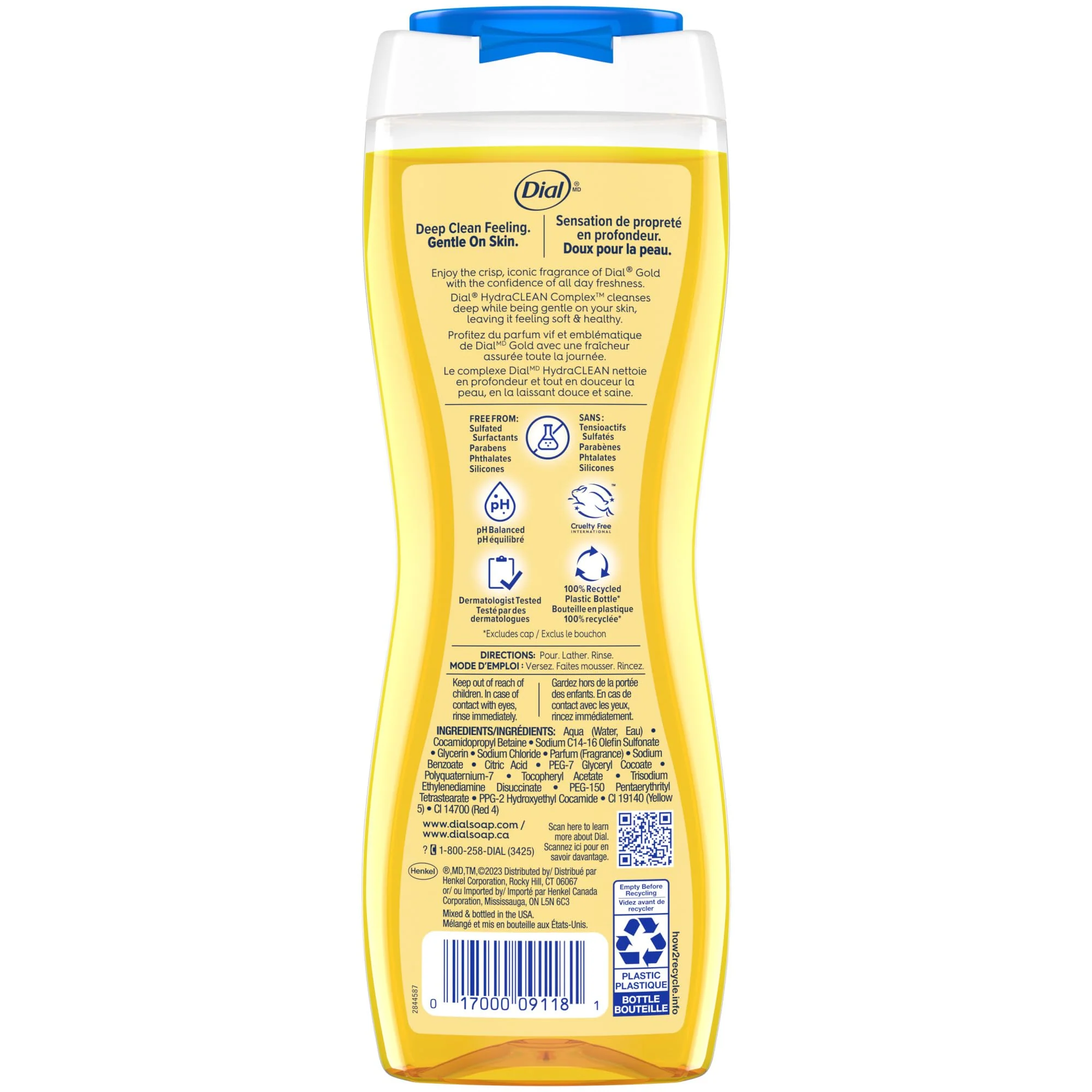 Dial Body Wash, Advanced Clean Gold, 16 Fl Oz, Pack of 4, Hydraclean Complex & Vitamin E, Gentle, Leaves Skin Feeling Nourished, Dermatologist-Tested, No Parabens & Sulfates - Image 5