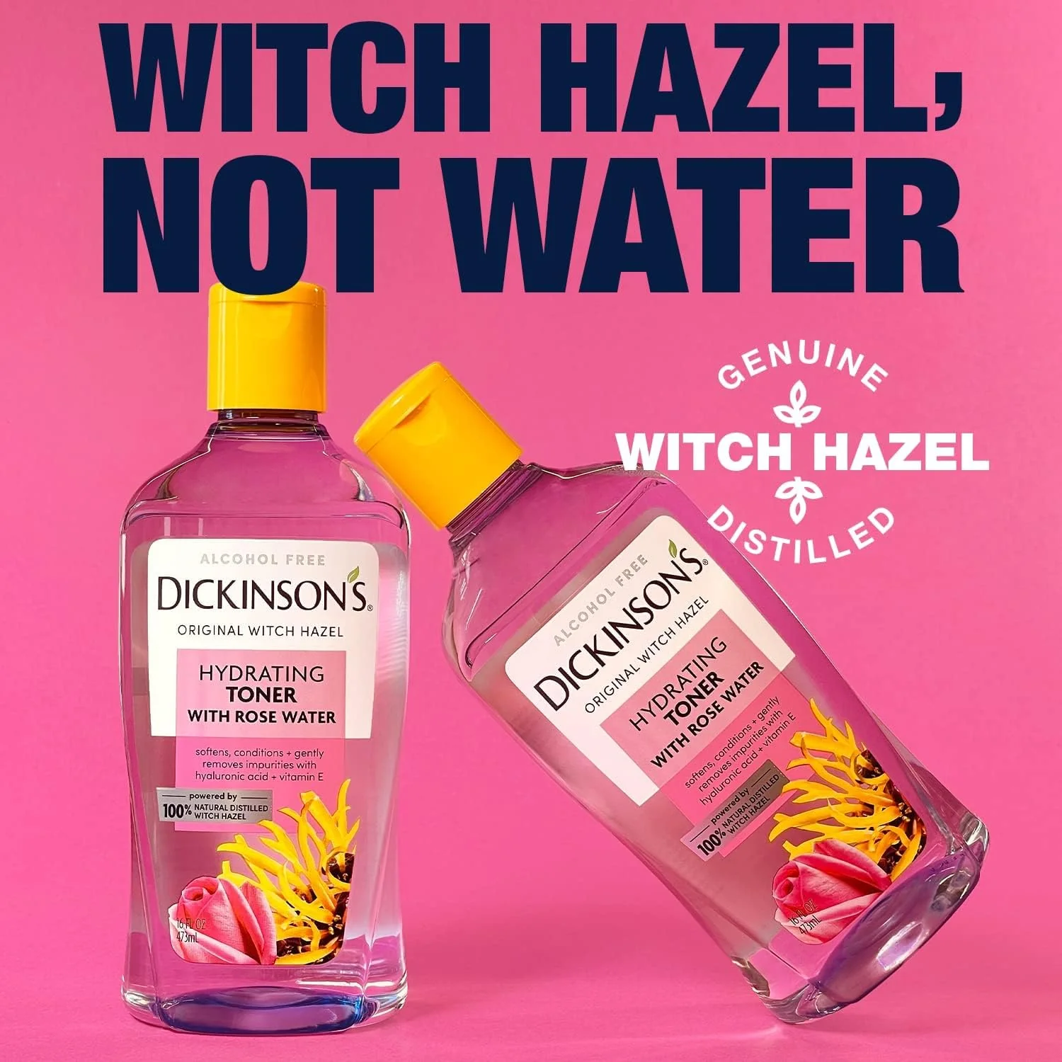 Dickinson's Enhanced Witch Hazel Hydrating Toner with Rosewater, Alcohol Free, 98% Natural Formula, 16 Fl Oz (Pack of 1) - Image 7
