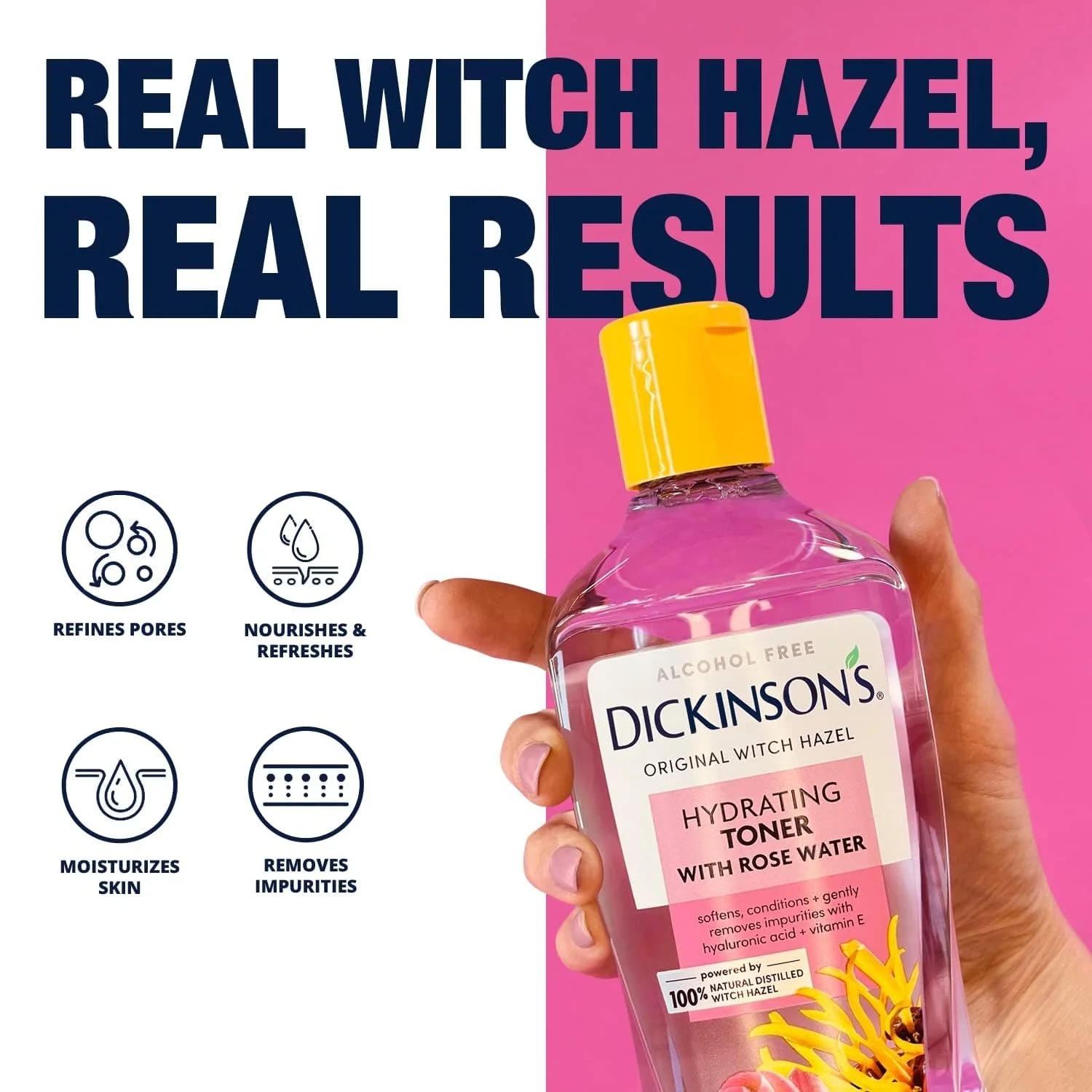 Dickinson's Enhanced Witch Hazel Hydrating Toner with Rosewater, Alcohol Free, 98% Natural Formula, 16 Fl Oz (Pack of 1) - Image 9