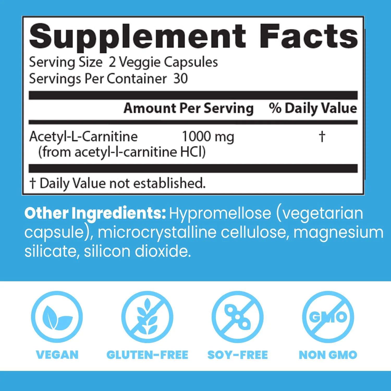 Doctors Best Acetyl-L-Carnitine, Supports Mental Focus & Alertness, Non-GMO, Gluten Free, Soy Free, Vegan 60 Veggie Caps - Image 4