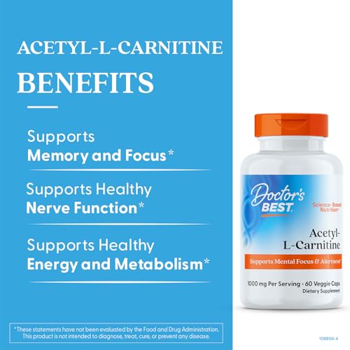 Doctors Best Acetyl-L-Carnitine, Supports Mental Focus & Alertness, Non-GMO, Gluten Free, Soy Free, Vegan 60 Veggie Caps - Image 5