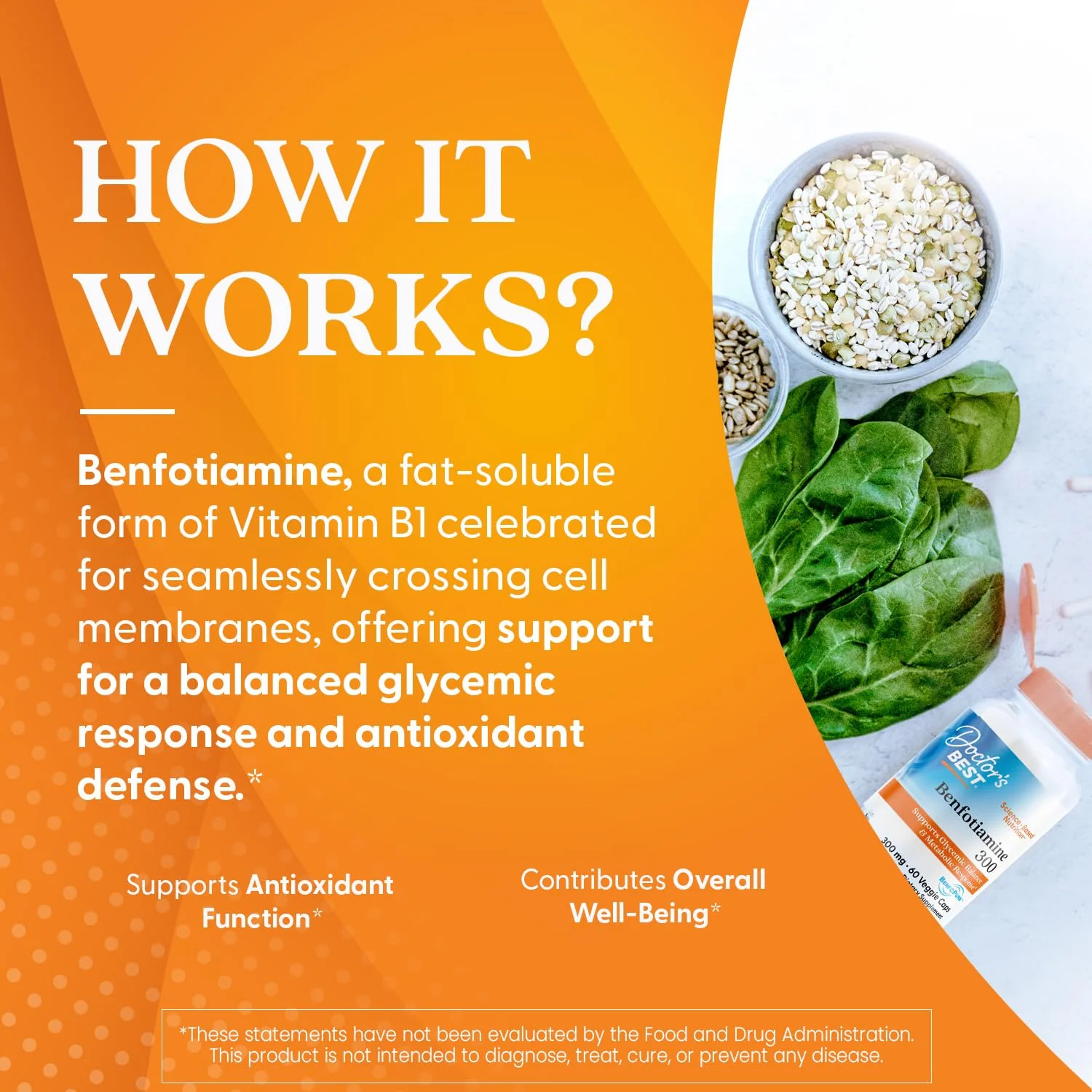 Doctor's Best Benfotiamine 300 with BenfoPure, Helps Maintain Healthy Glucose Metabolism, Non-GMO, Vegan, Gluten Free, Soy Free, 300 mg, 60 Veggie Caps - Image 5