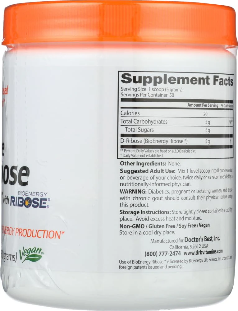 Doctor's Best D-Ribose with Bioenergy Ribose, Non-GMO, Vegan, Gluten Free, Energy Enhancement, 250g, 8.8 Ounce (Pack of 1) - Image 3