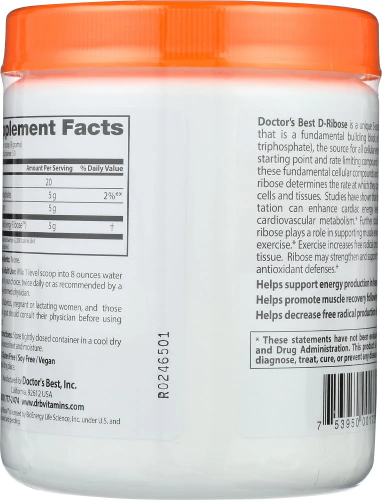 Doctor's Best D-Ribose with Bioenergy Ribose, Non-GMO, Vegan, Gluten Free, Energy Enhancement, 250g, 8.8 Ounce (Pack of 1) - Image 4