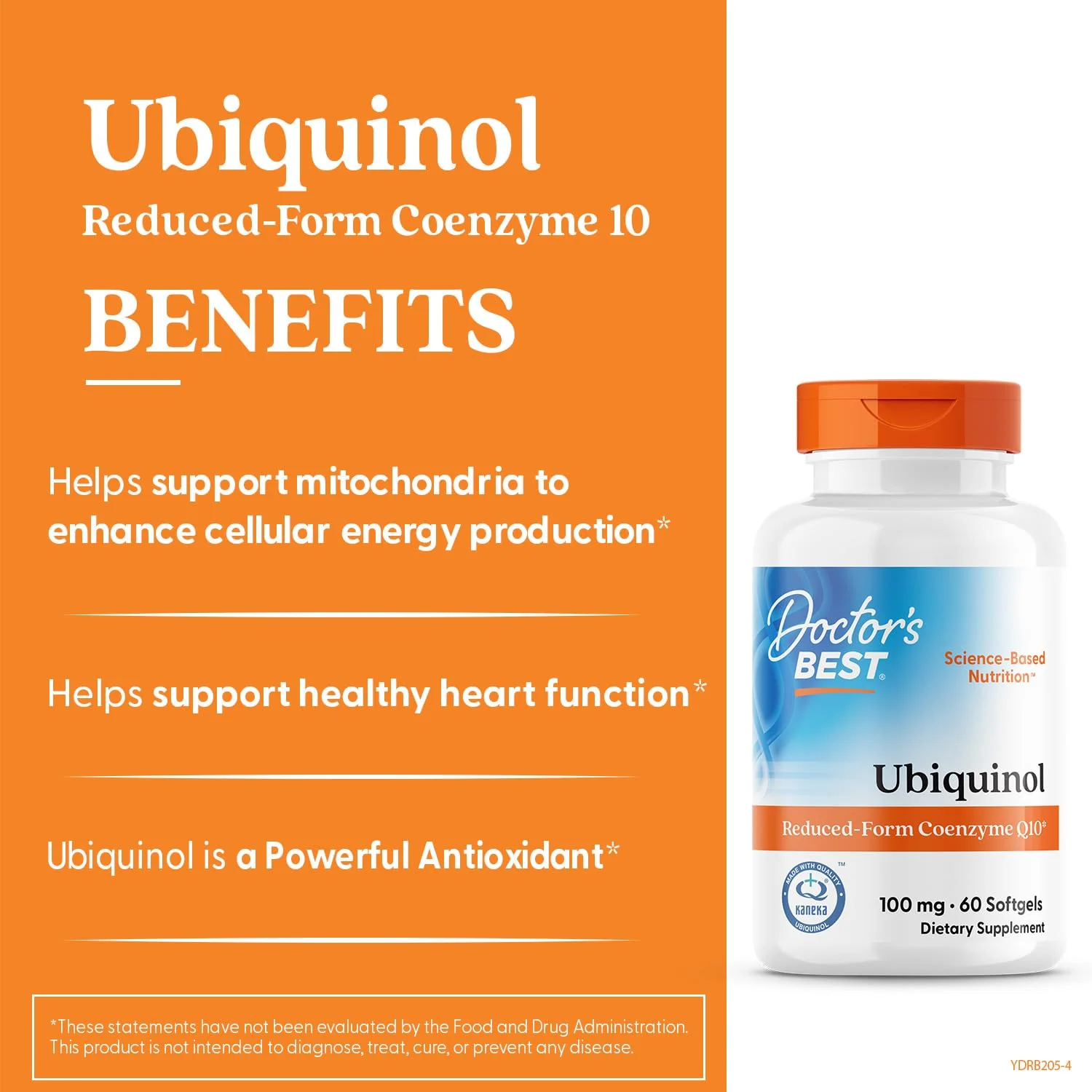 Doctor's Best Kaneka Ubiquinol 100 mg Supplement for Men & Women - Reduced Form CoQ10, Coenzyme Q10 100mg for Antioxidant & Heart Health Support, Non GMO, Gluten Free, Soy Free - 60 Softgels - Image 5