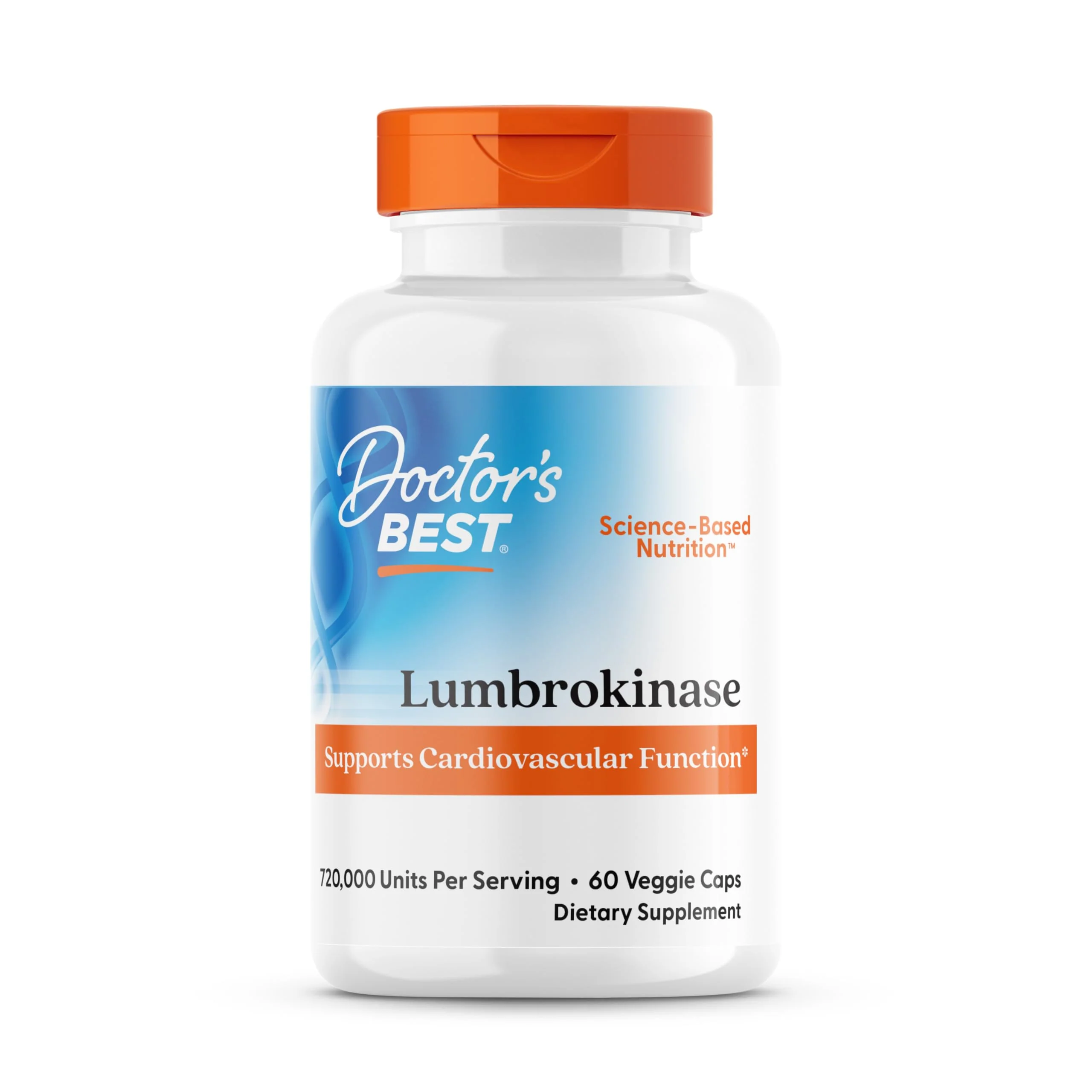 Doctor's Best Lumbrokinase Supplement for Men & Women - Lumbrokinase Capsules 40 mg Per Serving, Supports Heart Health & Circulation, Fibrin Dissolving Enzymes, 720,000 Units Per Serving - 60 Veg Caps