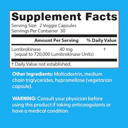 Doctor's Best Lumbrokinase Supplement for Men & Women - Lumbrokinase Capsules 40 mg Per Serving, Supports Heart Health & Circulation, Fibrin Dissolving Enzymes, 720,000 Units Per Serving - 60 Veg Caps - Image 4