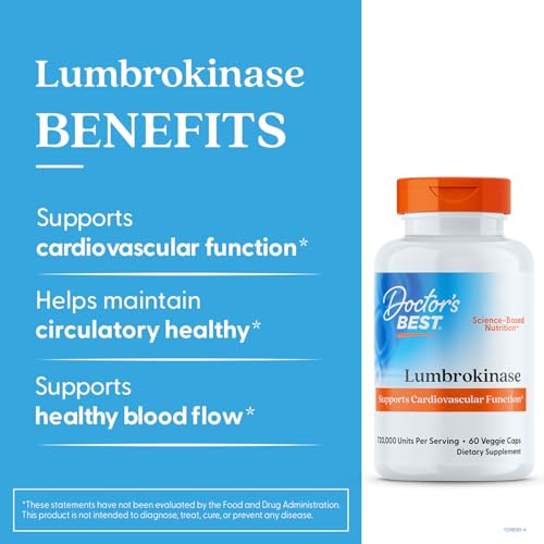 Doctor's Best Lumbrokinase Supplement for Men & Women - Lumbrokinase Capsules 40 mg Per Serving, Supports Heart Health & Circulation, Fibrin Dissolving Enzymes, 720,000 Units Per Serving - 60 Veg Caps - Image 5