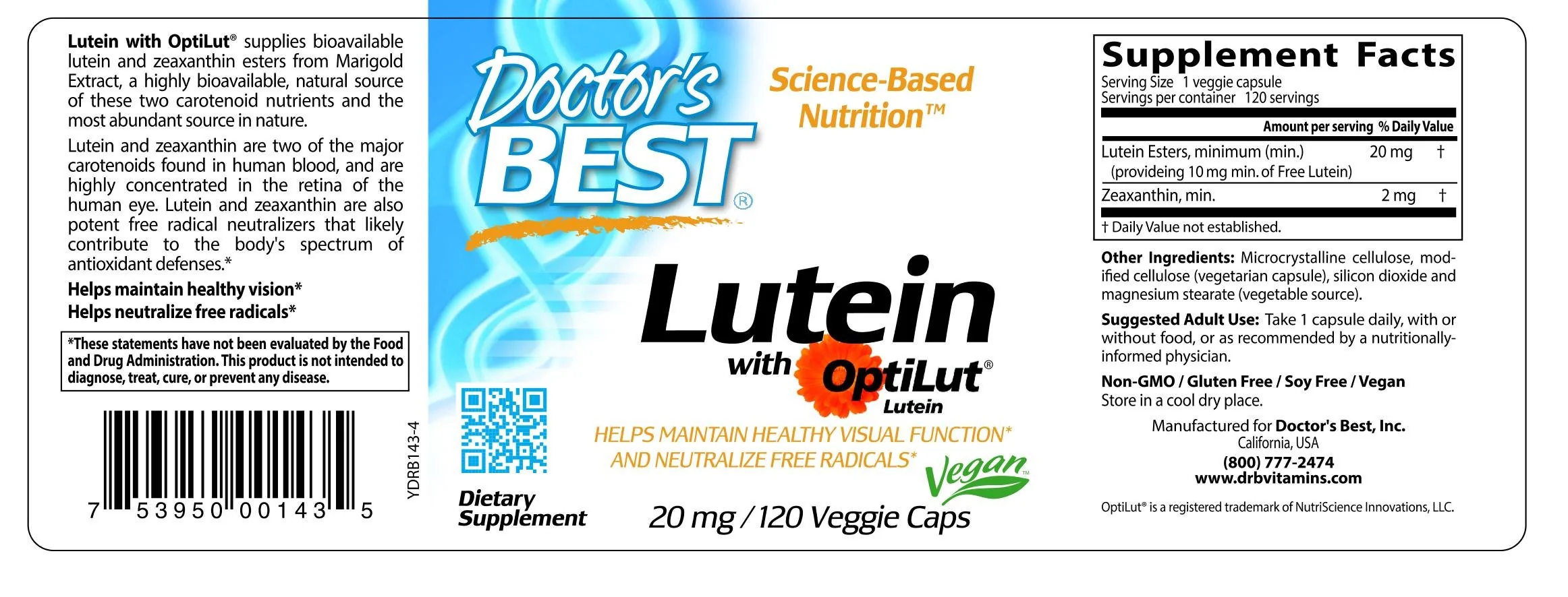 Doctor's Best Lutein with OptiLut 10 mg - Image 2