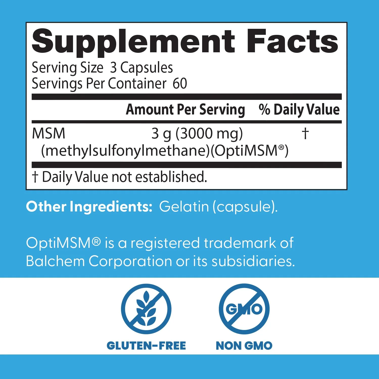 Doctor's Best MSM Supplement Capsules for Men & Women - Supports Hair, Skin, Nails, Joint Health & Mobility, 3000 mg Per Serving, Delivers Beneficial Sulfur w/OptiMSM, Gluten Free, Non GMO - 180 Caps - Image 4