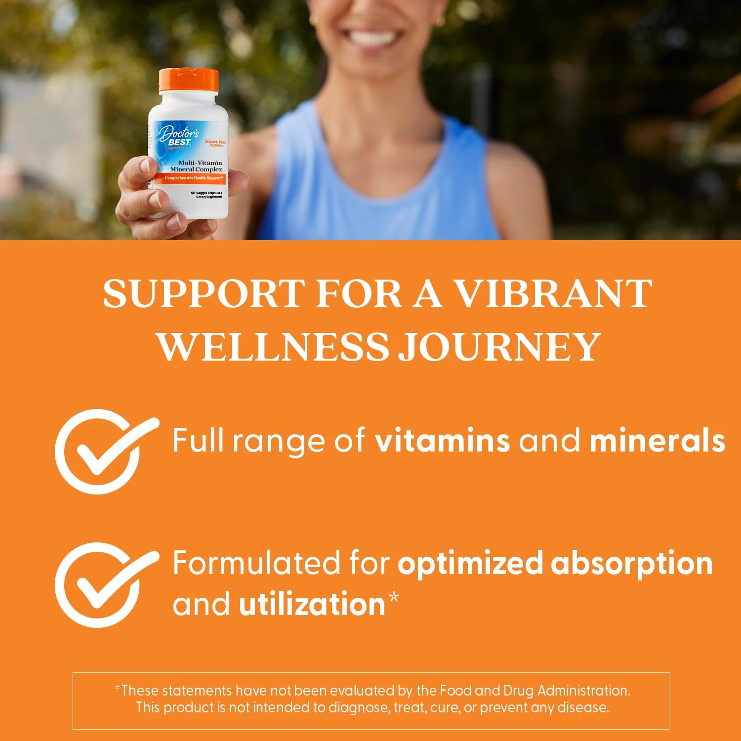 Doctor's Best Multi-Vitamin Mineral Complex - Daily Vegan Multivitamin for Women & Men, Vitamins A, C, D3, E, K2, Riboflavin, & Niacin, Health Support Supplement for Adults, Non-GMO - 90 Veg Capsules - Image 2