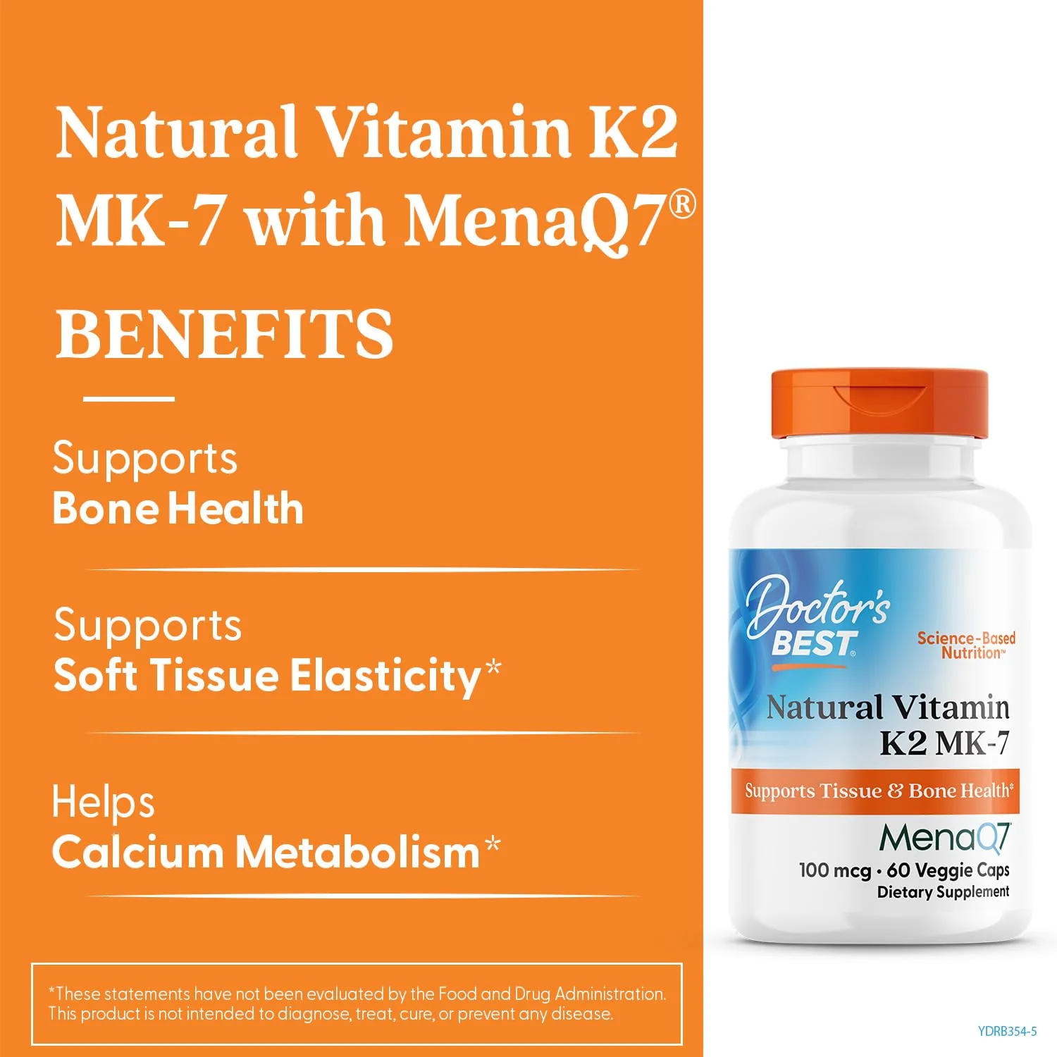 Doctor's Best Natural Vitamin K2 MK7 Supplement for Men & Women - Bone Health Support, 100 mcg Vitamin K-2 MK-7 Capsules with MenaQ7, Calcium Support, Non GMO, Vegan - 60 Veg Caps - Image 7