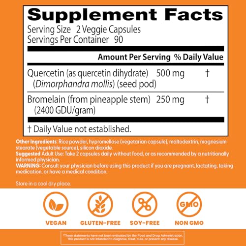 Doctor's Best Quercetin Bromelain, Immunity Support Capsule, Heart, Joint & Healthy Respiratory System, Non-GMO, Vegan, Gluten Free, Soy Free,180 VC - Image 4
