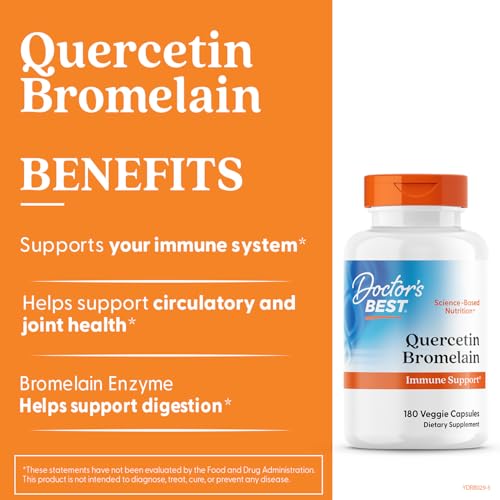 Doctor's Best Quercetin Bromelain, Immunity Support Capsule, Heart, Joint & Healthy Respiratory System, Non-GMO, Vegan, Gluten Free, Soy Free,180 VC - Image 5