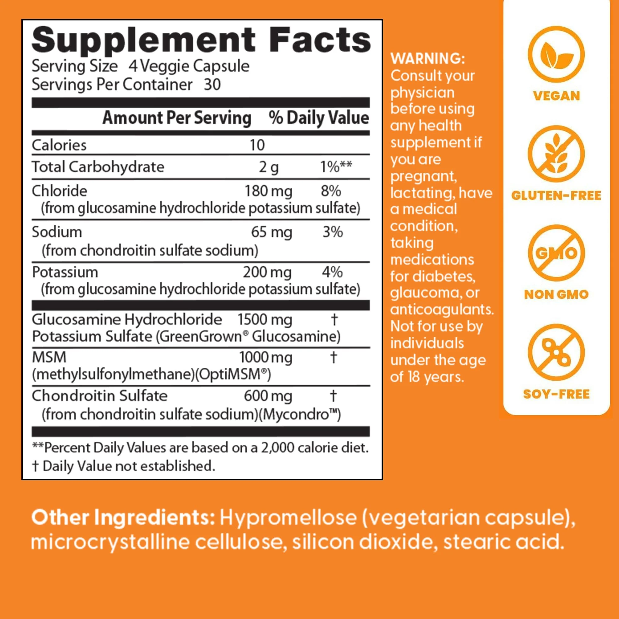 Doctor's Best Vegan Glucosamine Chondroitin MSM - Joint Health Support Supplement for Women & Men, Nutritional Support for Joint Strength, Hair, Skin, & Nails, Gluten Free, Non GMO - 120 Veg Capsules - Image 4