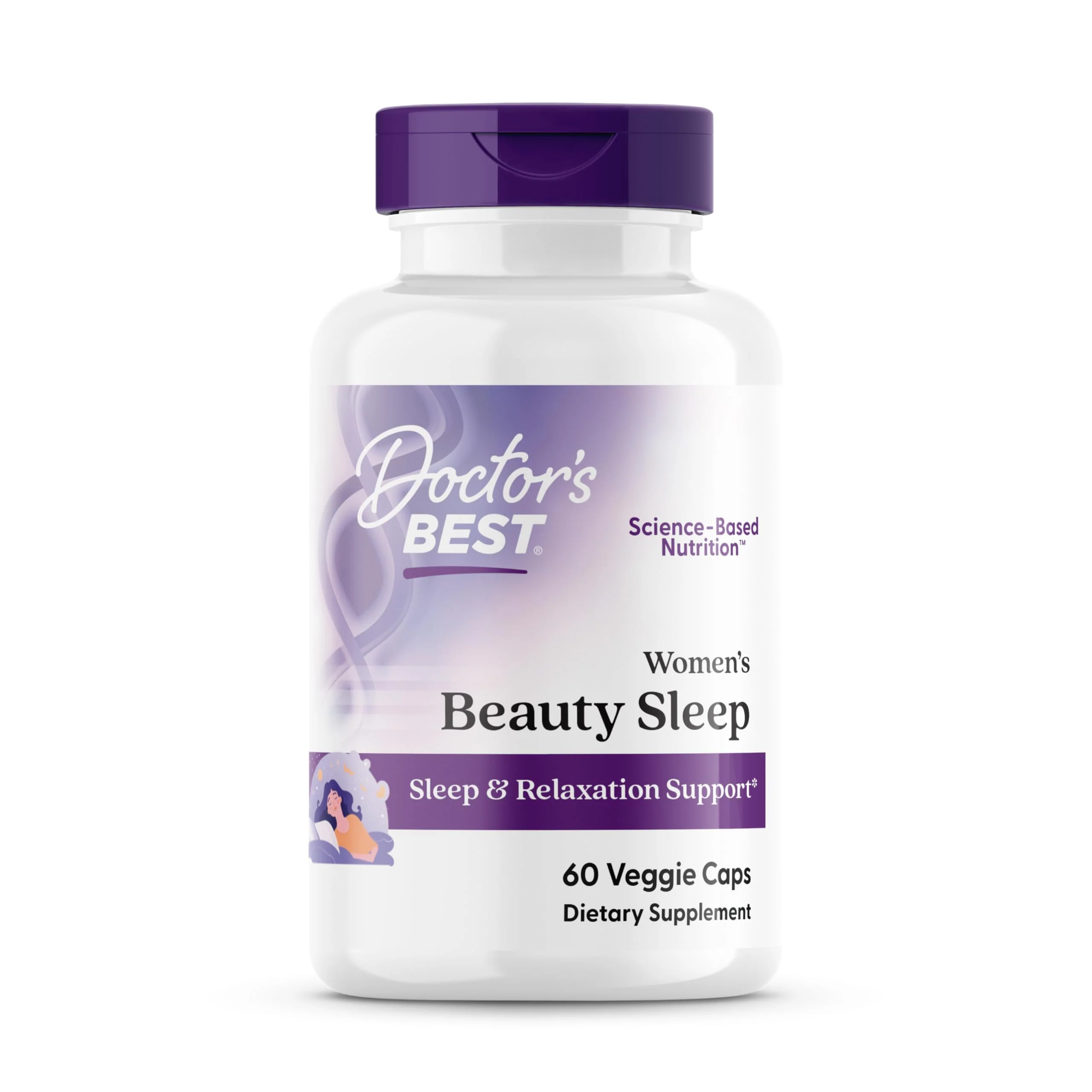 Doctors Best Womens Beauty Sleep with Magnesium, Theanine, Melatonin, Sleep & Relaxation Support, Non-GMO, Gluten Free, Soy Free, Vegan 60 Veggie Caps
