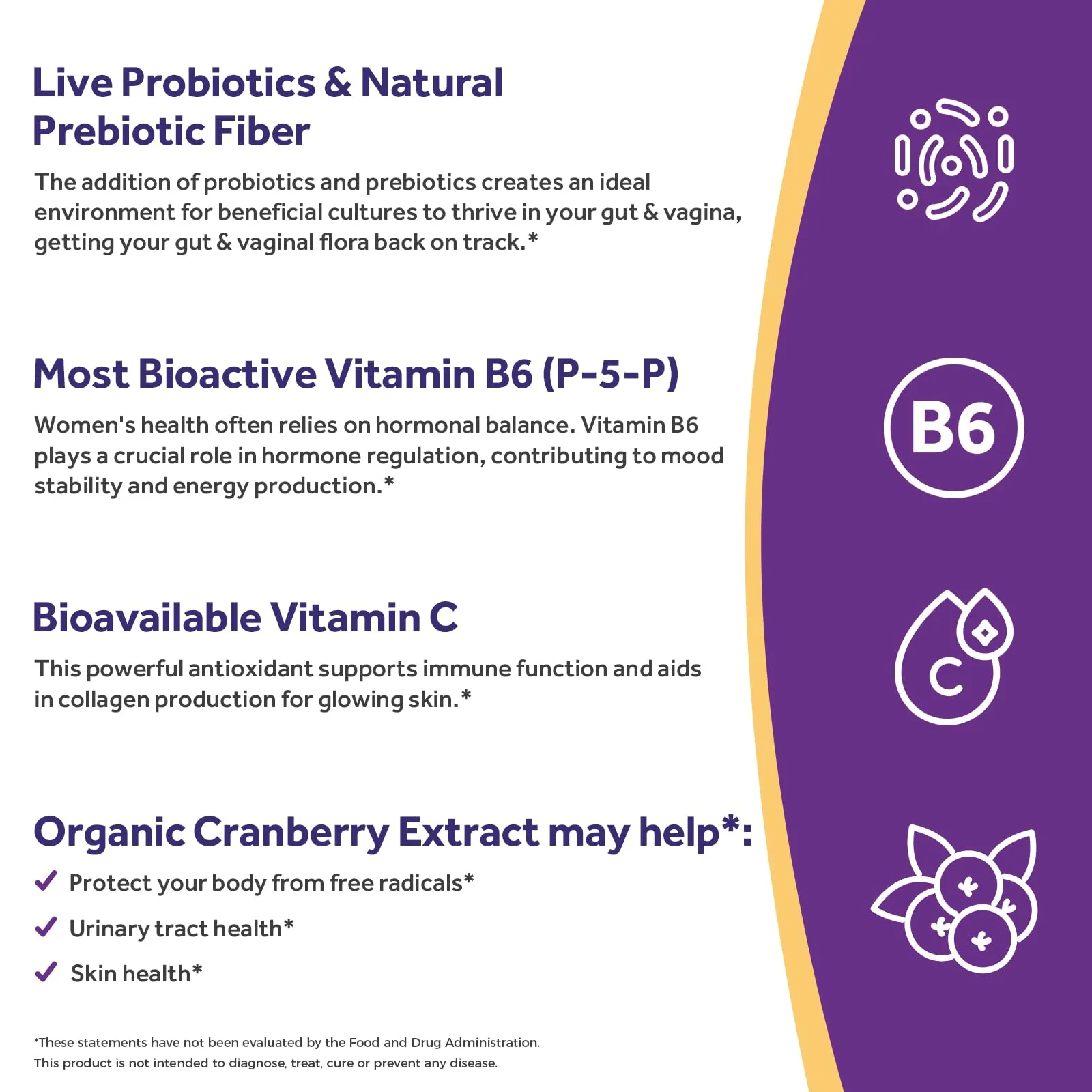 Doctor's Recipes Probiotics for Women, 100 Billion CFU, 18 Probiotic Strains, Prebiotics, Cranberry, P-5-P & VC, Vaginal, Digestive & Immune Support, Shelf-Stable, 30 Vegan Caps - Image 4
