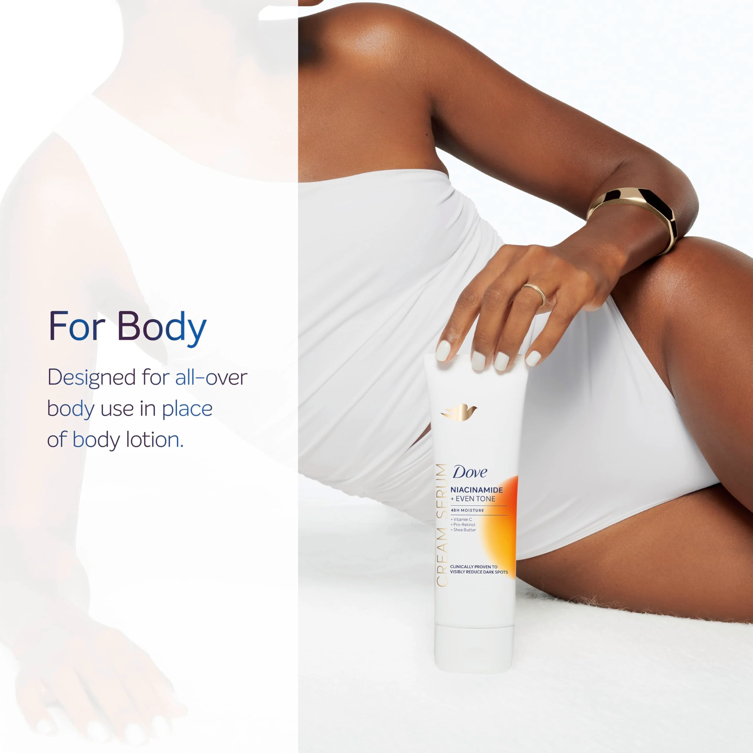 Dove Body Cream Serum Niacinamide + Even Tone for Dark Spots and Uneven Tone with Vitamin C, Pro-Retinol and Shea Butter Lotion, 8 oz - Image 11