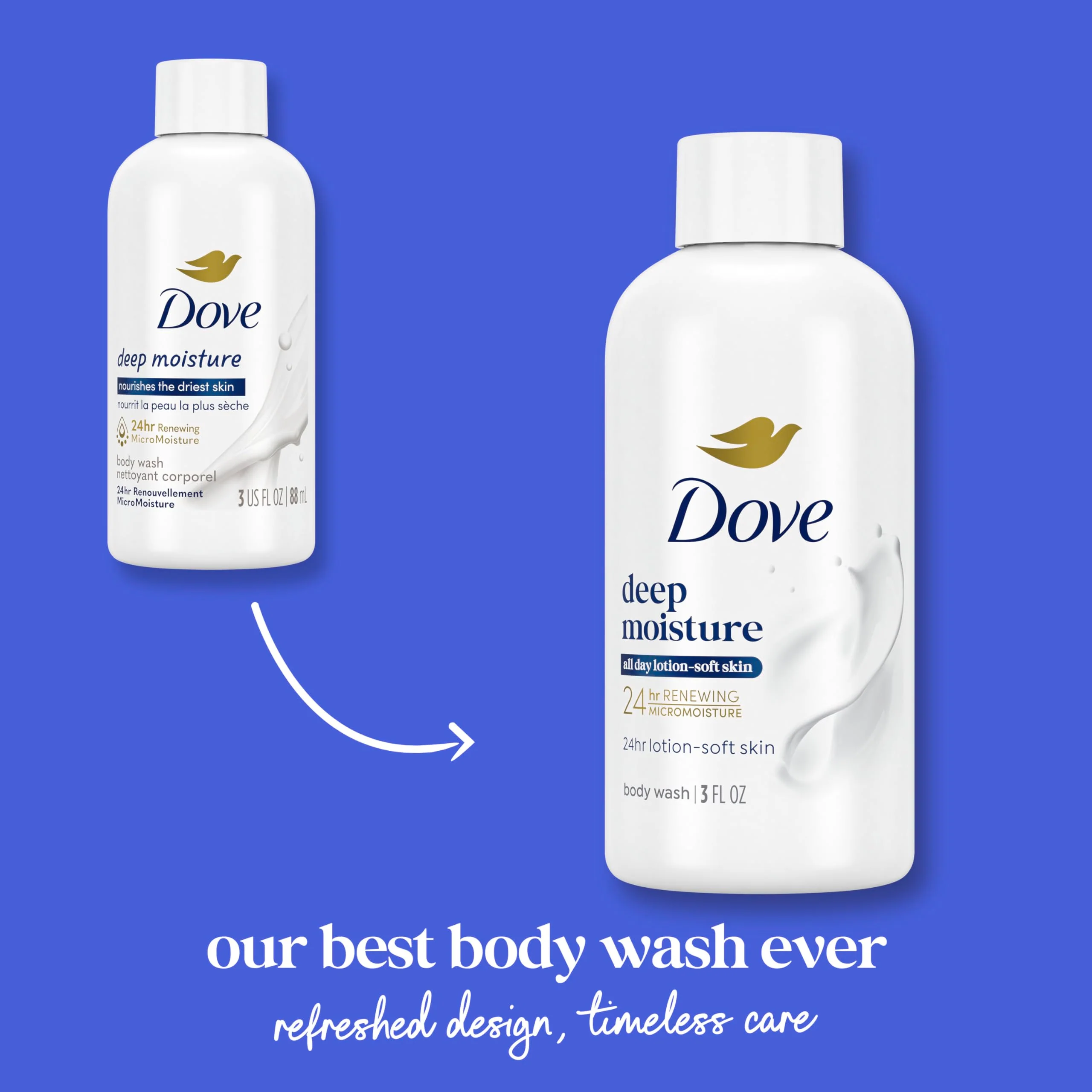 Dove Body Wash Deep Moisture for 24hr Lotion-Soft Skin Moisturizing Skin Cleanser with No Sulfates No Parabens 3 oz - Image 5