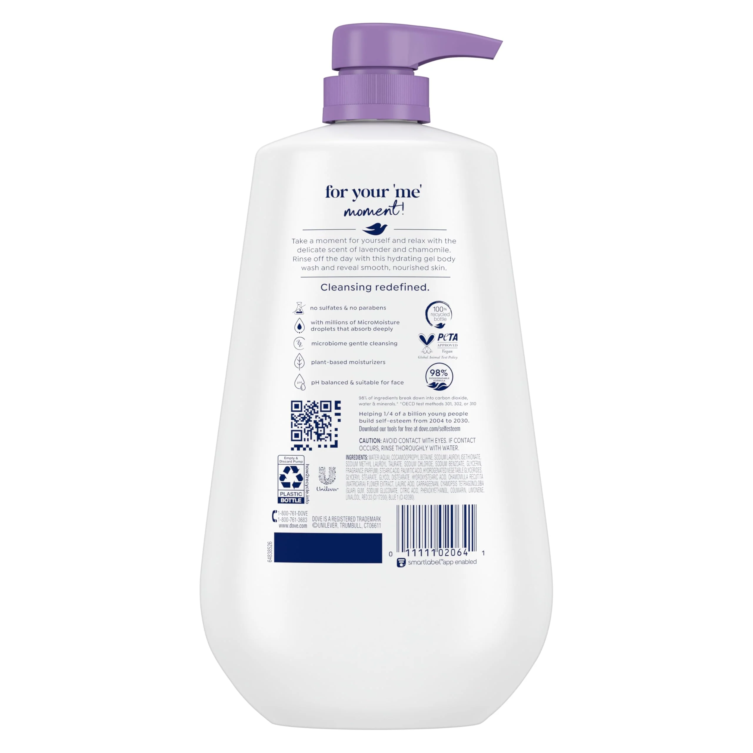 Dove Body Wash with Pump Relax Lavender Oil & Chamomile For 24hr Lotion-Soft Skin Moisturizing Skin Cleanser with No Sulfates No Parabens 30.6 Oz - Image 12