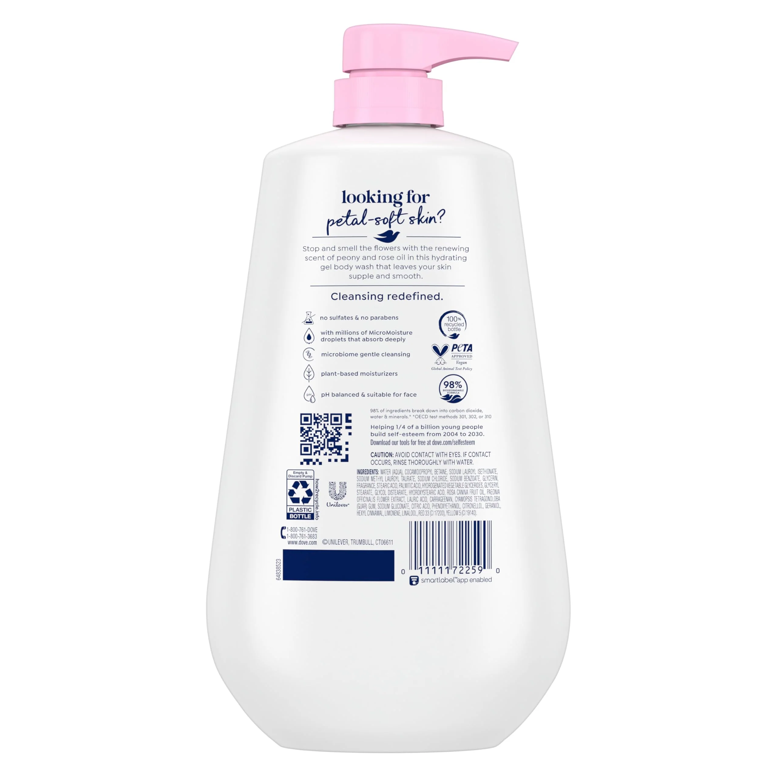 Dove Body Wash with Pump Renew Peony & Rose Oil For 24hr Lotion-Soft Skin Moisturizing Skin Cleanser with No Sulfates No Parabens 30.6 Oz - Image 9