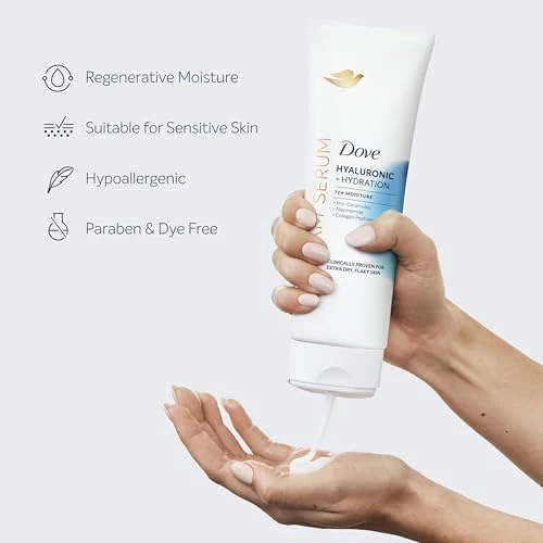 Dove Cream Serum Hyaluronic + Hydration for Extra Dry, Flaky Skin, with Pro-Ceramides, Niacinamide and Collagen Peptides Lotion, 8 oz - Image 3