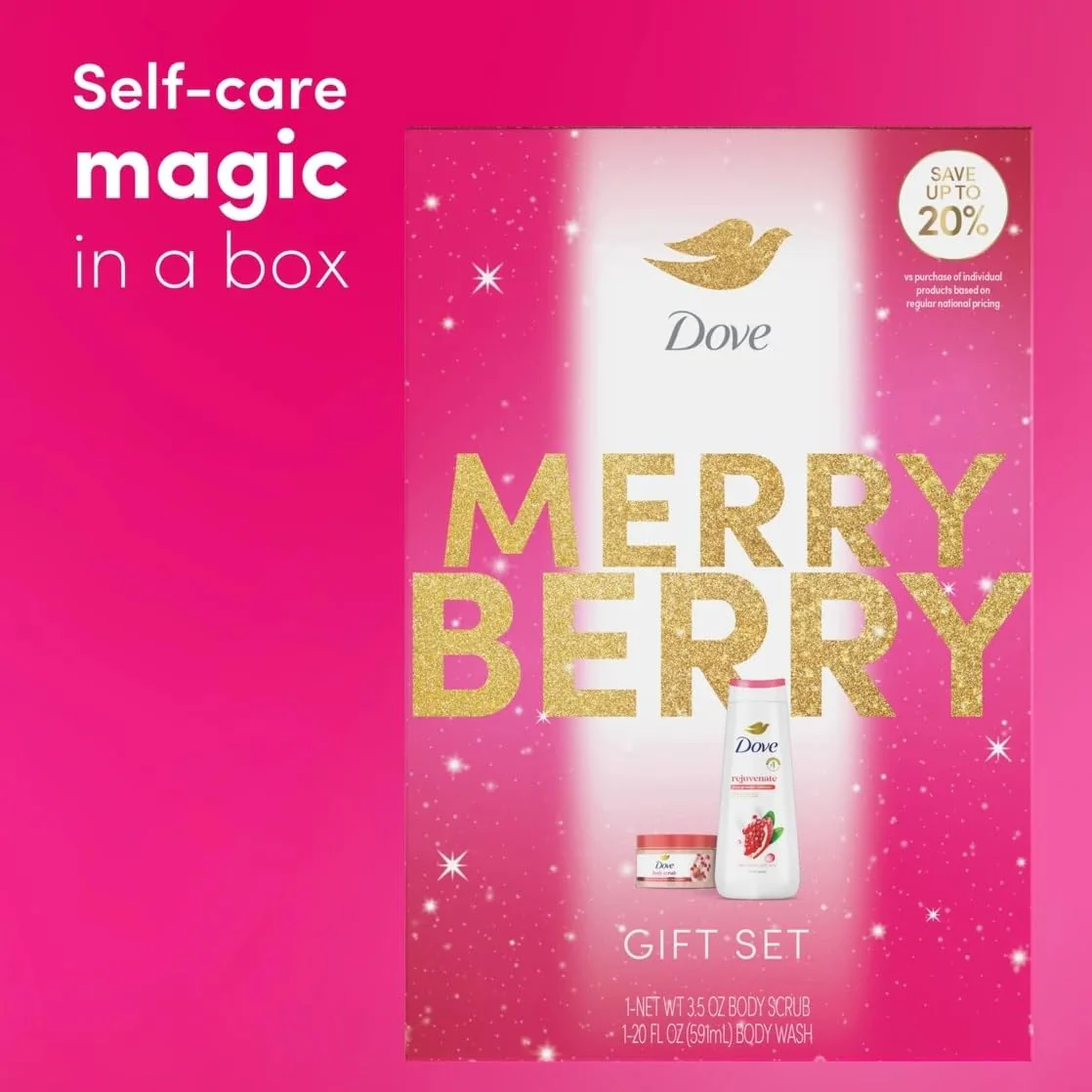 Dove Limited Edition Merry Berry Set Pomegranate & Hibiscus Rejuvenating Body Wash & Scrub, 2 Count - Image 8