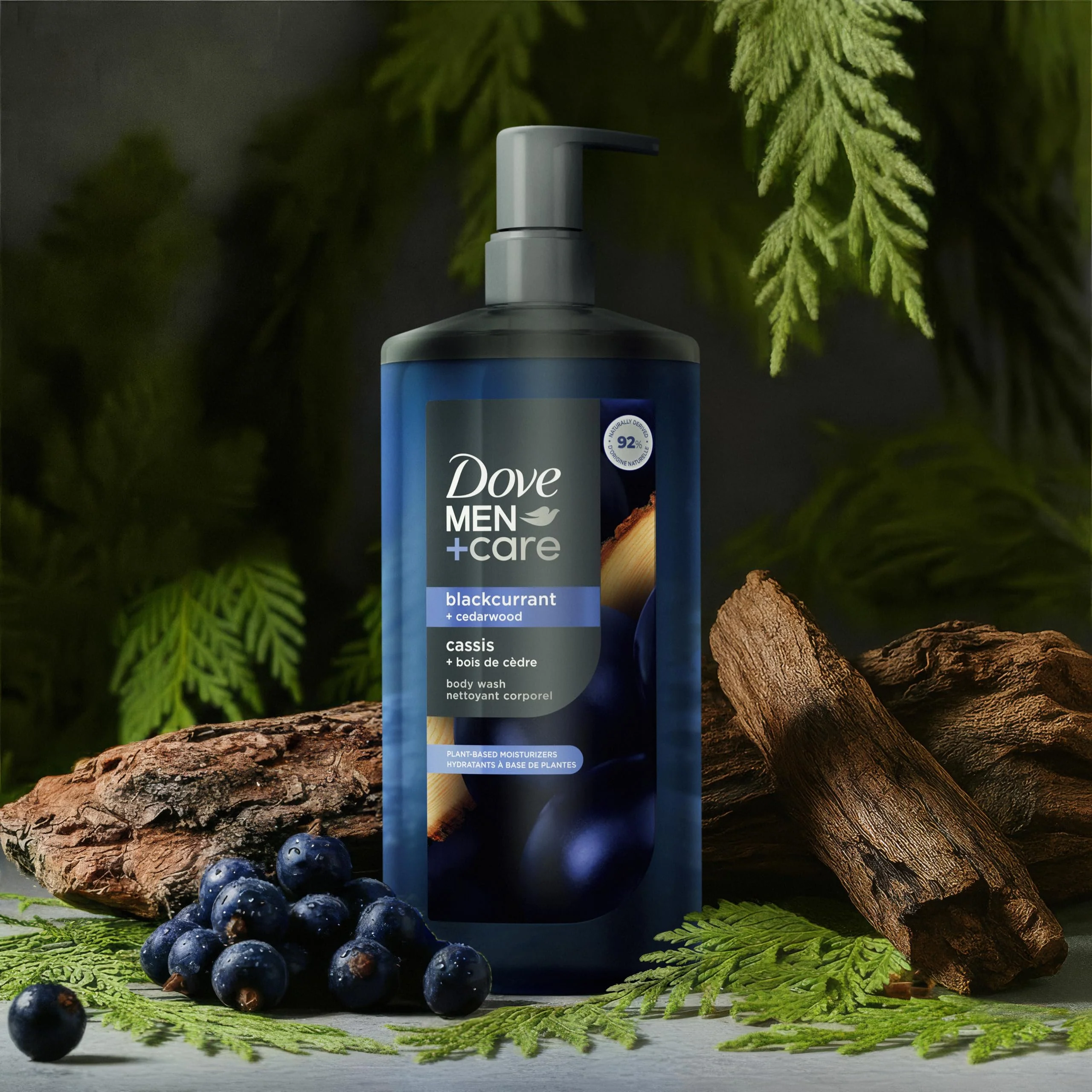 DOVE MEN + CARE Blackcurrant + Cedarwood Plant-Based Moisturizing Body Wash for Men, 26oz - Image 6