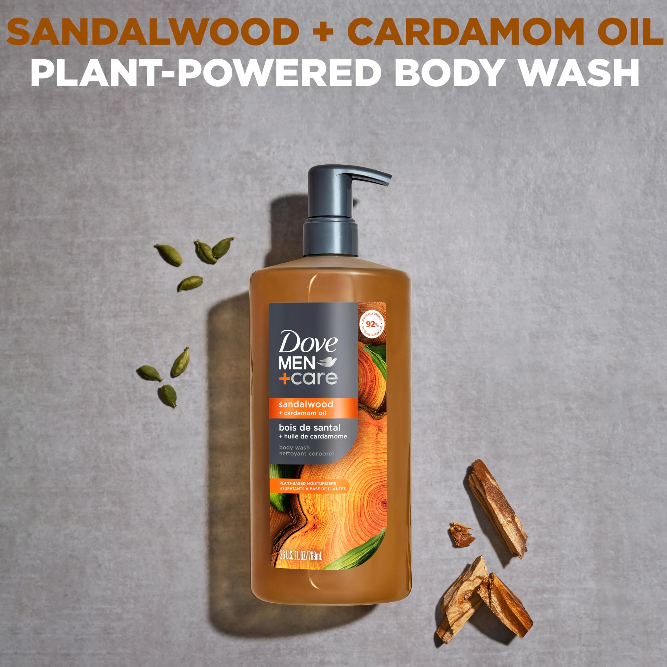 DOVE MEN + CARE Body Wash Sandalwood & Cardamom Oil Plant-Based Moisturizing Body Wash for Men, 26oz - Image 8