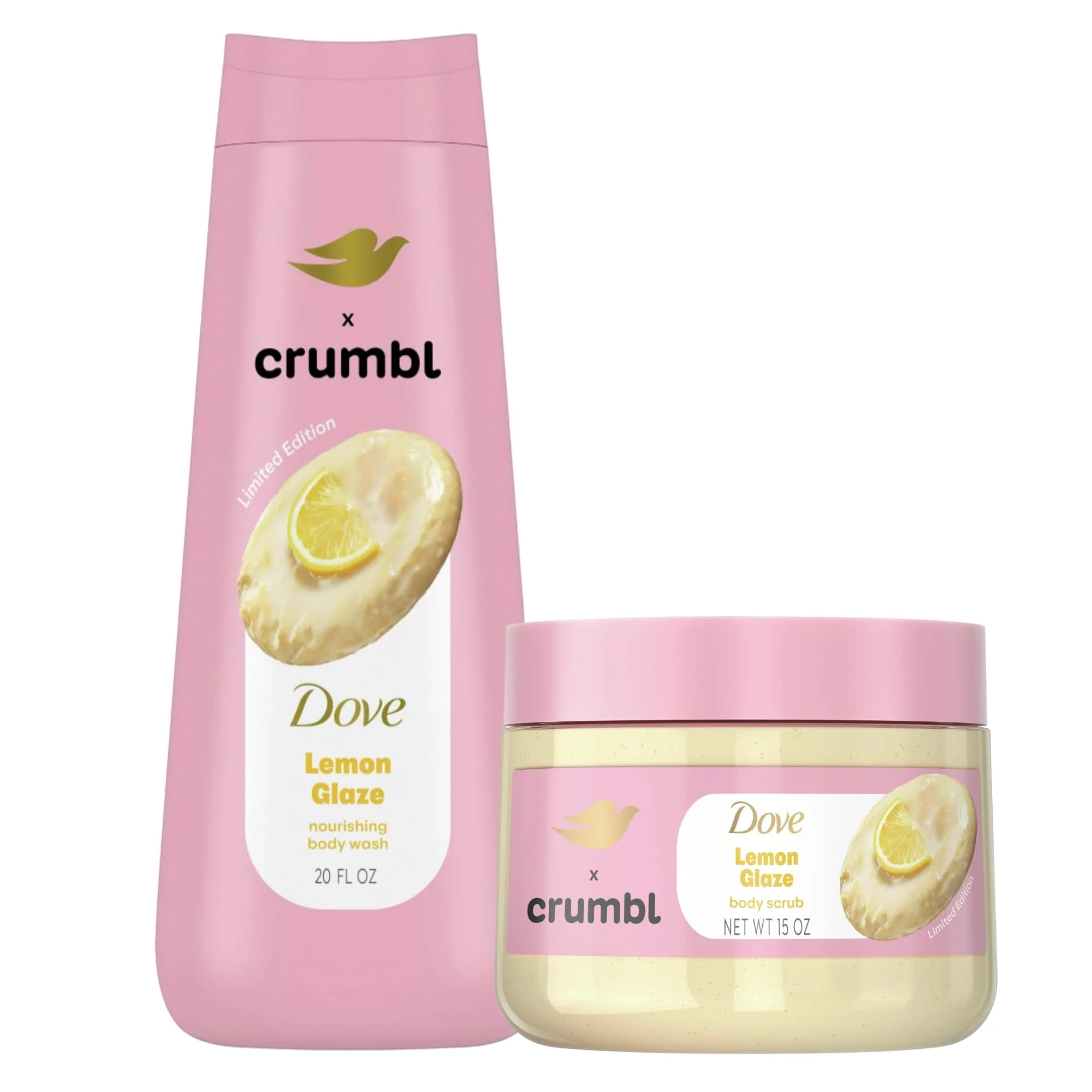 Dove Moisturizing Liquid Body Wash & Scrub | Lemon Glaze | 20oz Wash + 15oz Scrub - Image 2