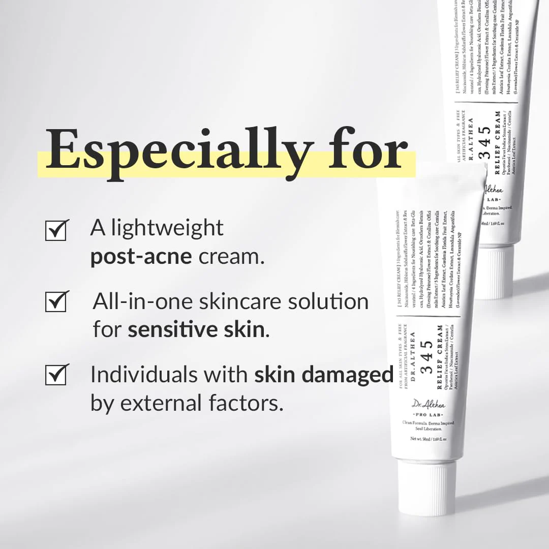 Dr.Althea 345 Relief Cream, Daily Face Moisturizer, Blemish Relief Care, Soothing Recovery & Moisture, Korean Vegan Skin Care for All Skin Types, 1.69 Fl Oz (Pack of 1) - Image 3