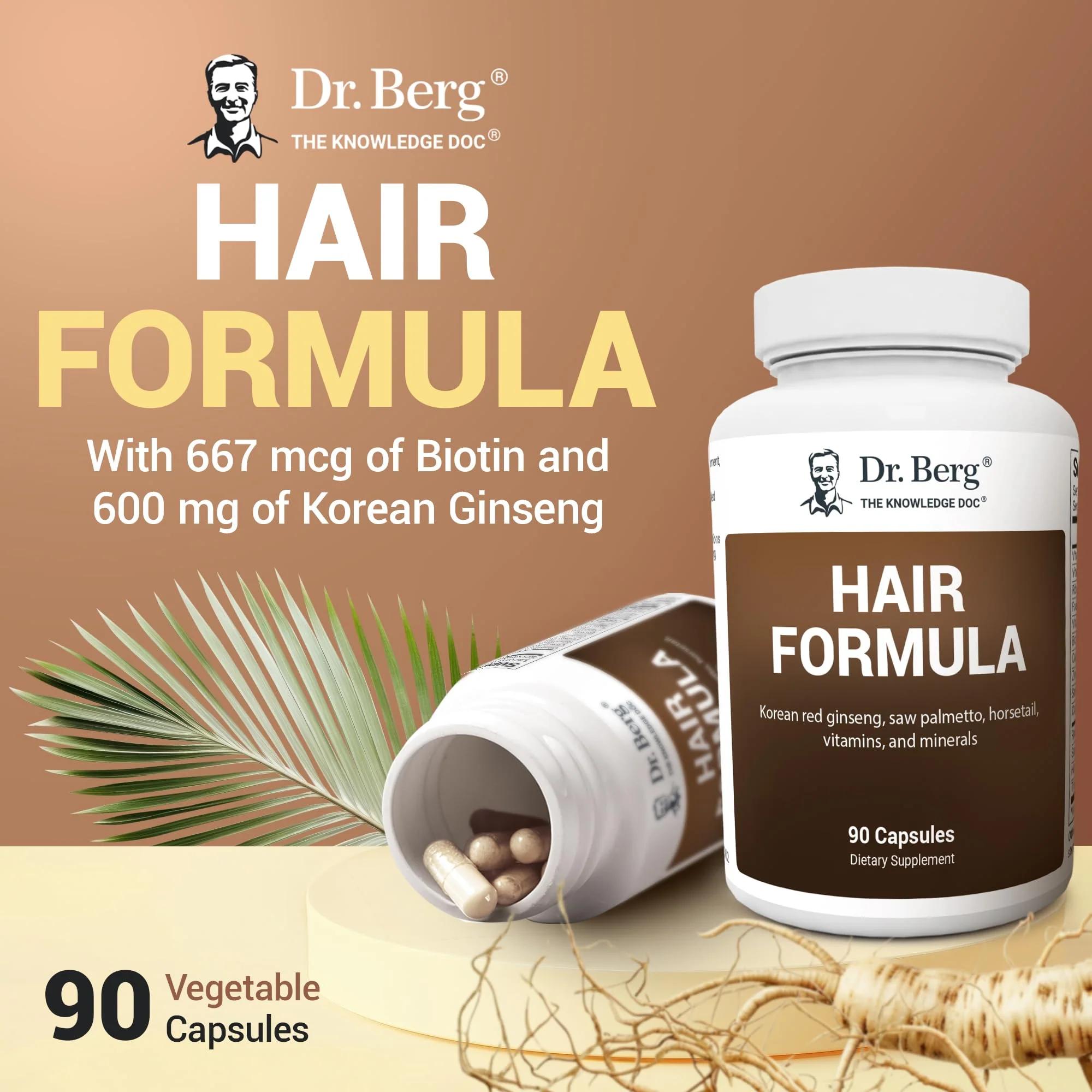 Dr. Berg All-in-One Vitamins for Hair, Skin, & Nails - Advanced Formula with Biotin, Saw Palmetto, DHT Blocker, & Trace Minerals - 90 Veg Capsules - Image 7