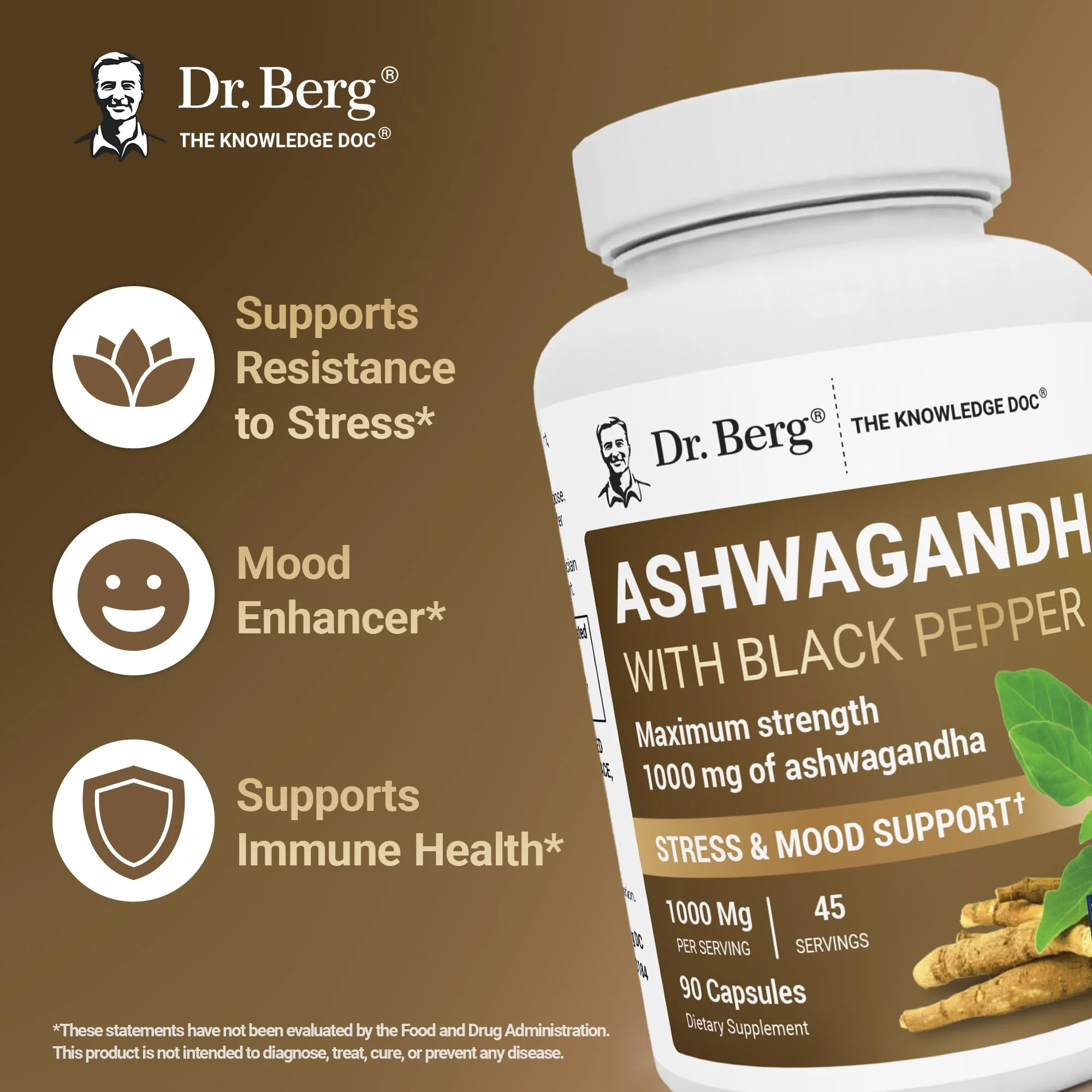 Dr. Berg Ashwagandha Capsules 1000mg - Includes Ashwagandha Root with Black Pepper from Bioperine - Ashwagandha Supplements 90 Capsules - Image 8