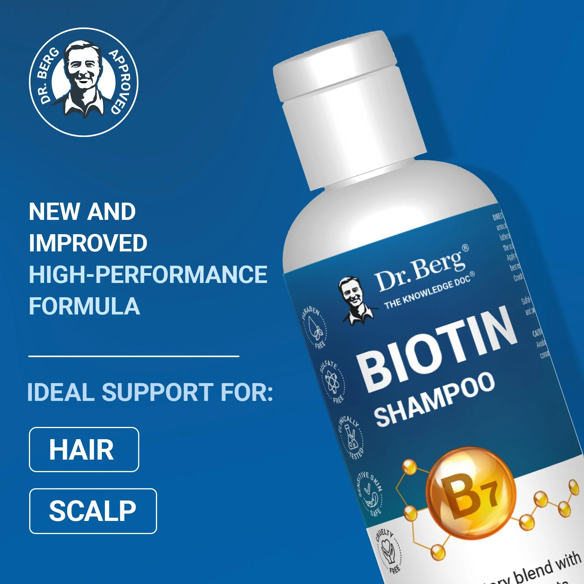 Dr. Berg Biotin Shampoo for Men & Women (Improved High-Performance Formula) - Independently Tested & Certified Paraben- Sulfate- & Silicone-Free - Infused w/Biotin, Argan Oil & Botanicals - 8 Fl oz - Image 16