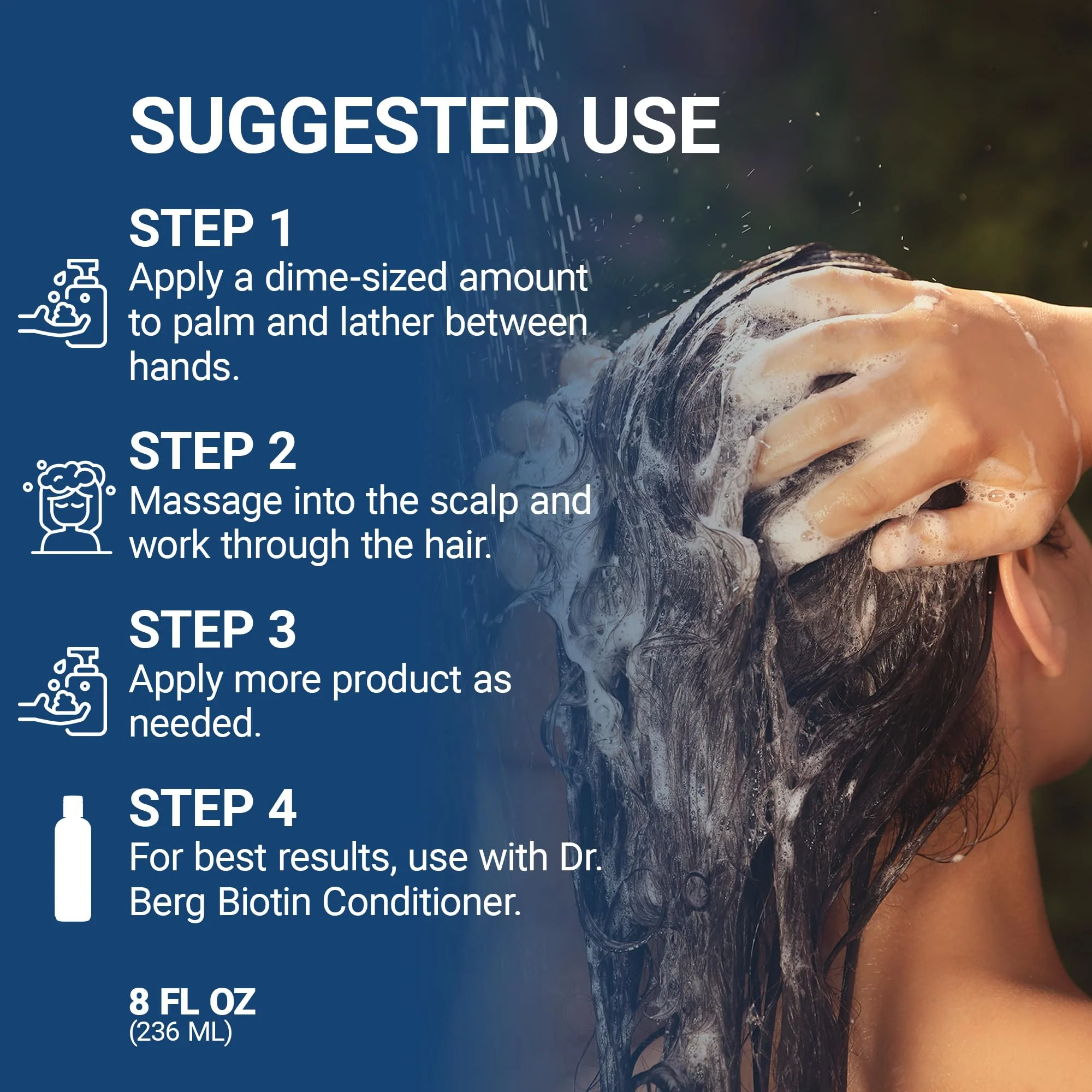 Dr. Berg Biotin Shampoo for Men & Women (Improved High-Performance Formula) - Independently Tested & Certified Paraben- Sulfate- & Silicone-Free - Infused w/Biotin, Argan Oil & Botanicals - 8 Fl oz - Image 3