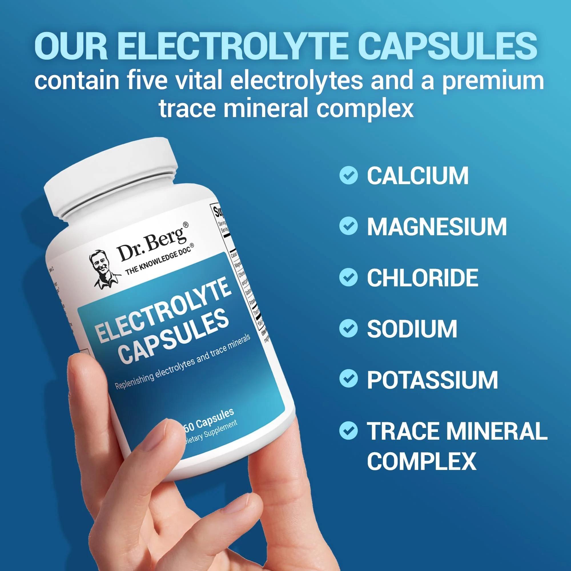 Dr. Berg Electrolyte Capsules - Electrolyte Supplements for Supporting Energy, Endurance, and Hydration - Sugar Free, No Maltodextrin, Keto Friendly - 160 Caps - Image 5
