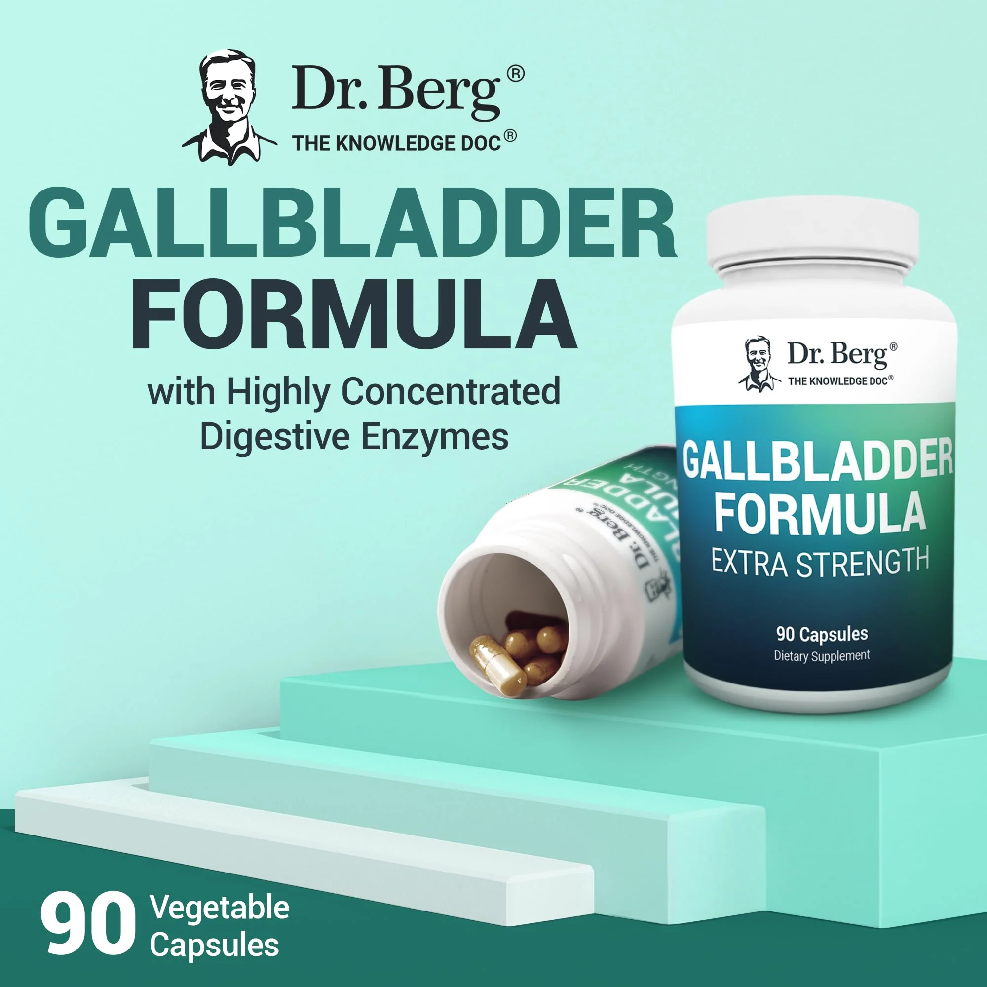 Dr. Berg Gallbladder Formula Extra Strength - with Ox Bile Powder and Conjugated Bile Acid - Digestive Enzymes Proprietary Blend - Full 45-Day Supply - 90 Vegetable Capsules - Image 7