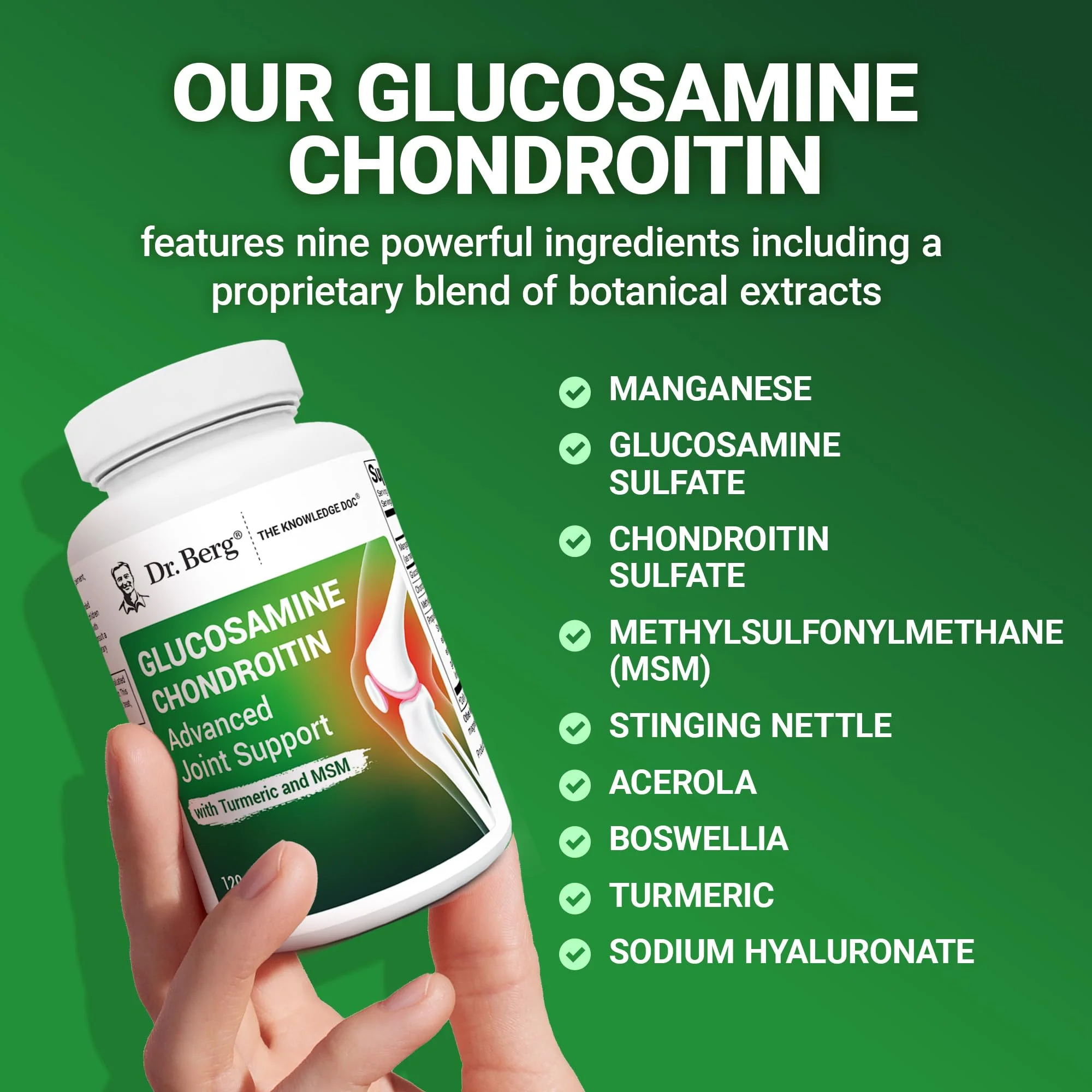 Dr. Berg Glucosamine Chondroitin MSM Turmeric & Boswellia - Advanced Joint Support Supplement with 1500 mg Glucosamine Sulfate - Includes 120 Capsules - Image 6