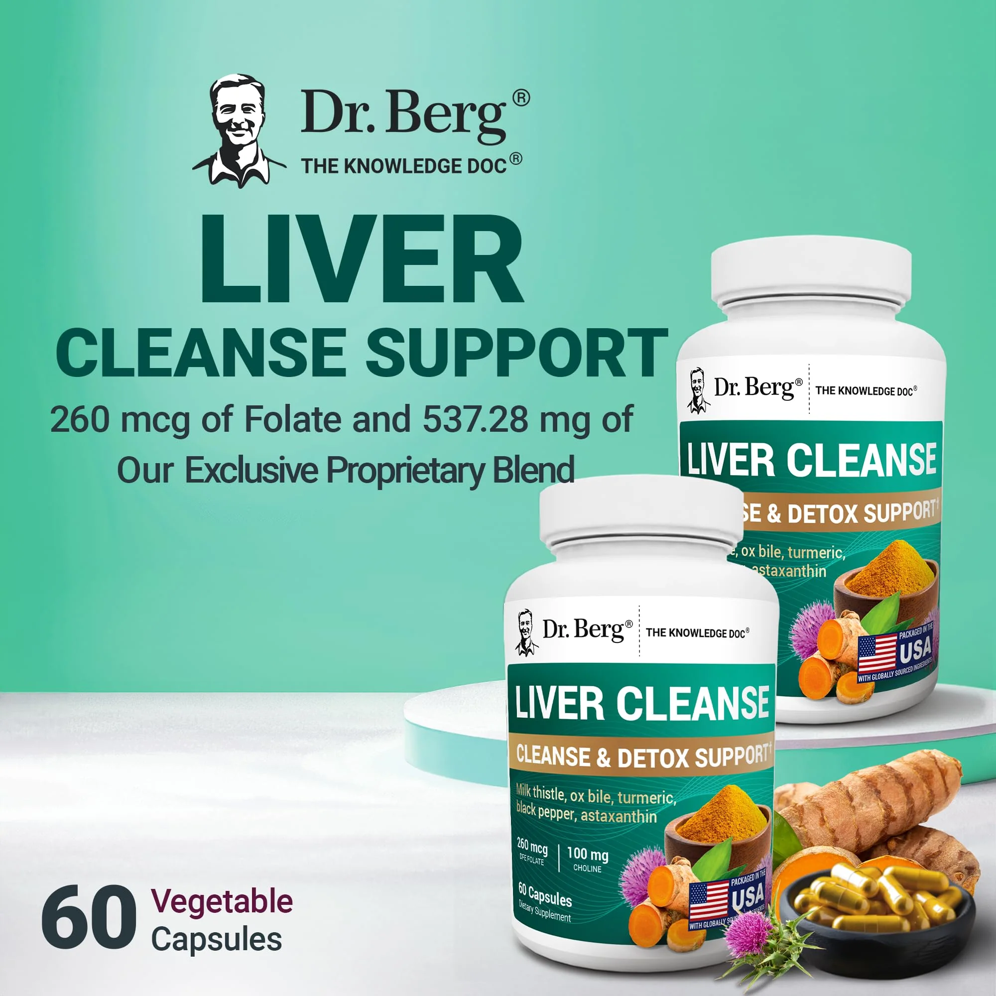 Dr. Berg Liver Cleanse Detox Capsules w/Unique Blend of Milk Thistle, Ox Bile & Folate - Liver Supplement Includes Turmeric, Black Pepper & Choline - 60 Capsules - Image 6