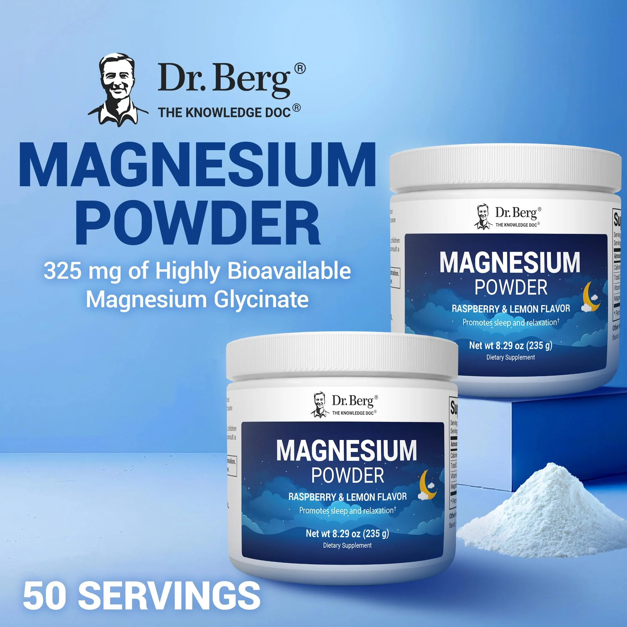 Dr. Berg Magnesium Glycinate Powder for Sleep, Relaxation, & Stress Relief - Raspberry & Lemon Flavor (50 Servings) Magnesium Powder - Ideal for Bedtime Support & Calming - Image 7
