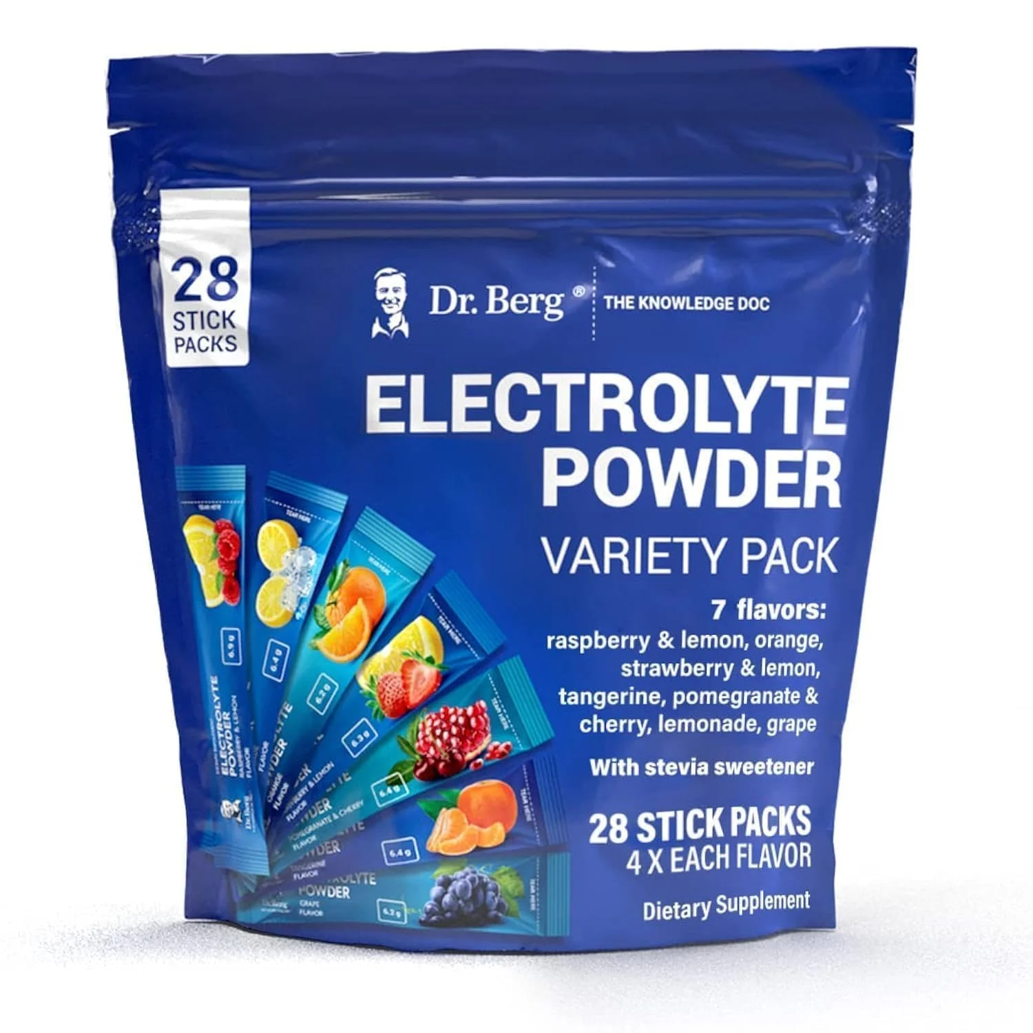 Dr. Berg Sugar Free Electrolyte Powder Packets (Variety Pack) - Daily Electrolyte Drink Mix - 28 Total Hydration Pouches Sugar Free - Keto Electrolytes Powder Packets No Sugar - 7 Delicious Flavors - Image 5