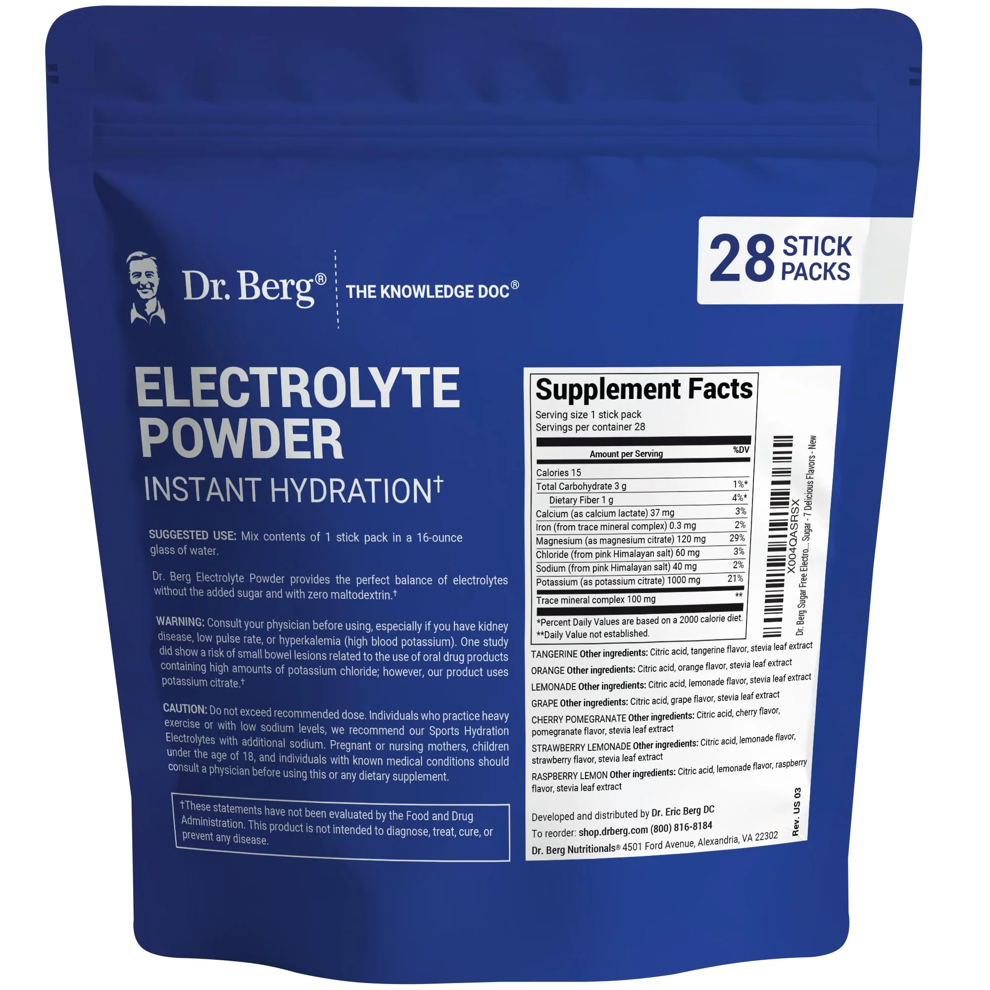 Dr. Berg Sugar Free Electrolyte Powder Packets (Variety Pack) - Daily Electrolyte Drink Mix - 28 Total Hydration Pouches Sugar Free - Keto Electrolytes Powder Packets No Sugar - 7 Delicious Flavors - Image 7