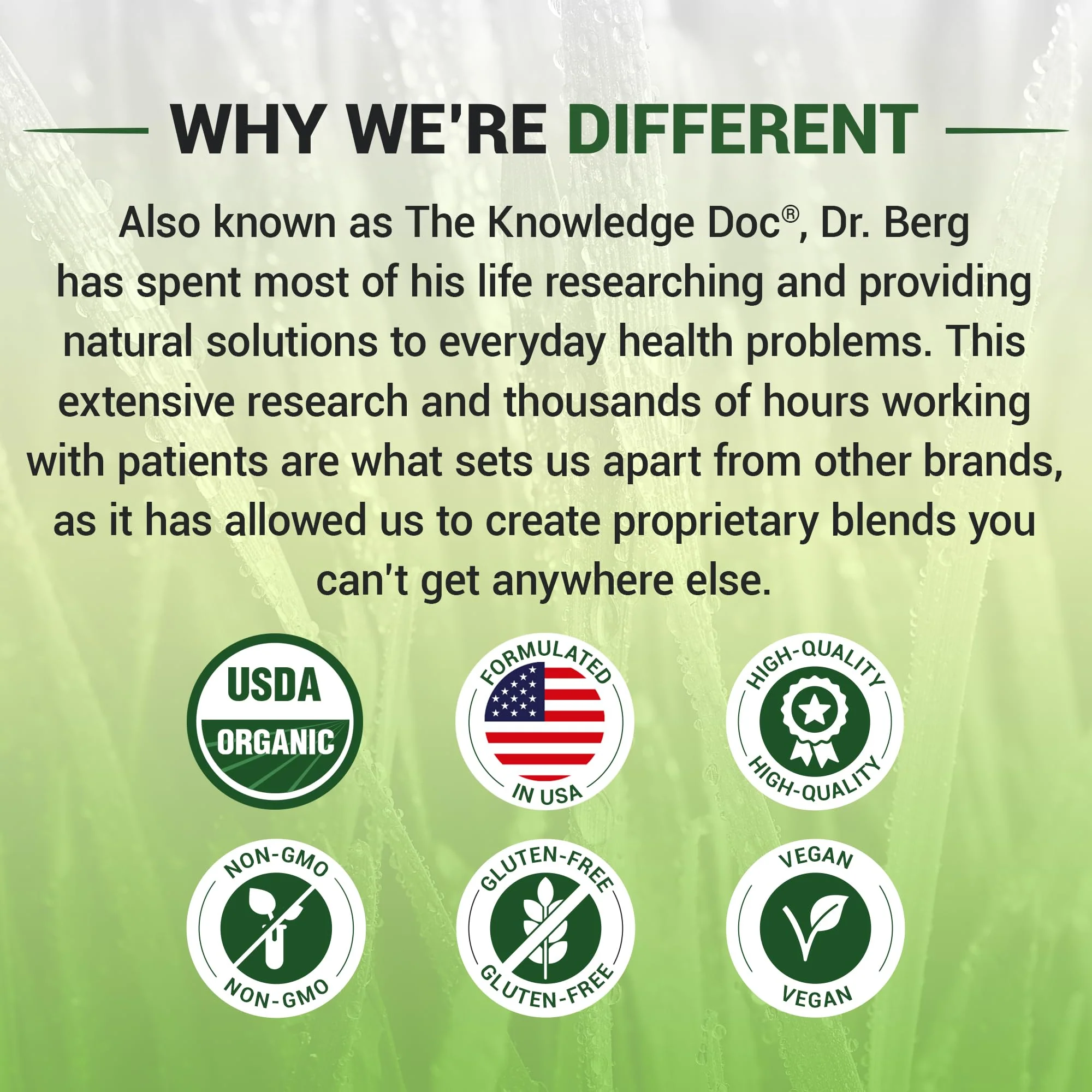 Dr. Berg USDA Certified Organic Green Powder Superfood (60 Servings) - Made with Raw Wheatgrass, Chlorophyll, Trace Minerals & Natural Enzymes - Non-GMO Green Superfood Powder - Lemon Flavor - Image 2