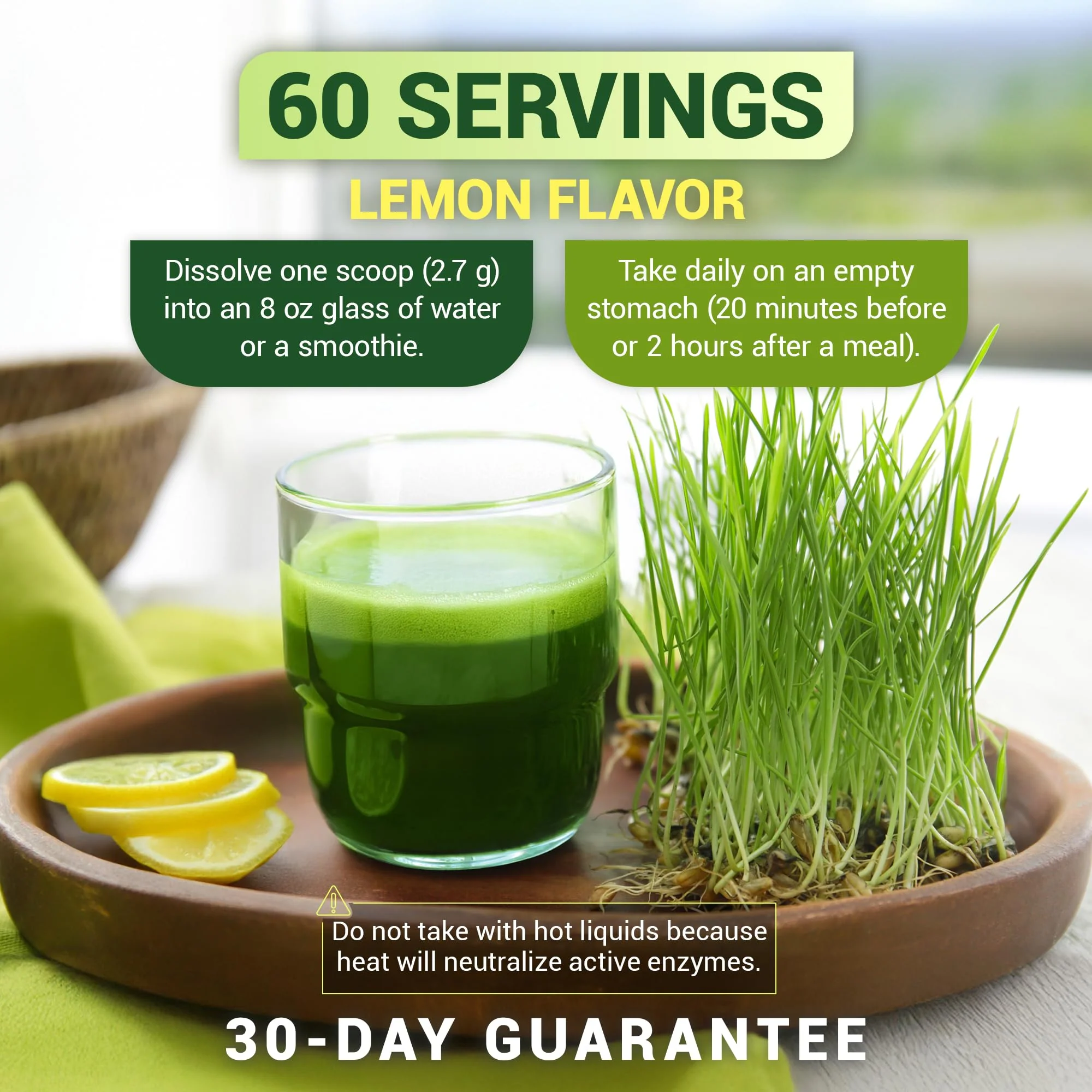 Dr. Berg USDA Certified Organic Green Powder Superfood (60 Servings) - Made with Raw Wheatgrass, Chlorophyll, Trace Minerals & Natural Enzymes - Non-GMO Green Superfood Powder - Lemon Flavor - Image 3