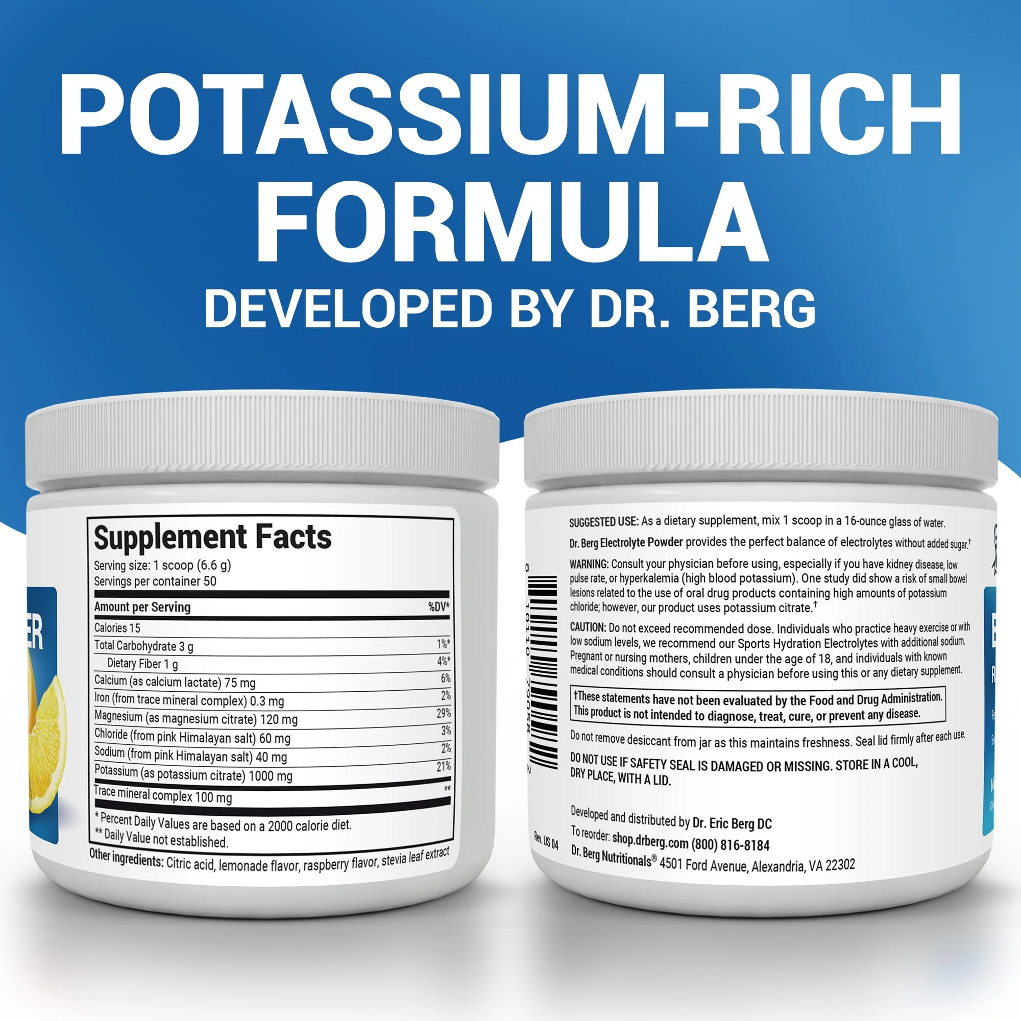 Dr. Berg Zero Sugar Hydration Keto Electrolyte Powder - Enhanced w/ 1000 mg of Potassium & Real Pink Himalayan Salt (NOT Table Salt) - Raspberry & Lemon Flavor Hydration Drink Supplement - 50 Servings - Image 7